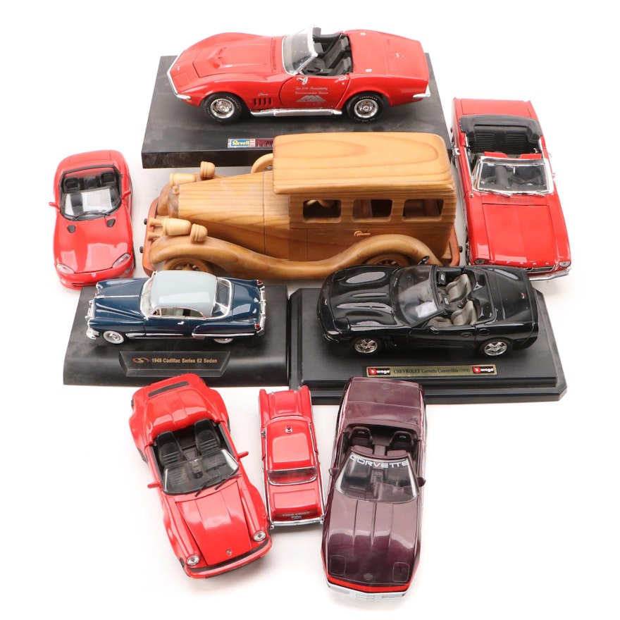 1969 Corvette Convertible, 1964 Ford Mustang with Other Diecast and Model Cars