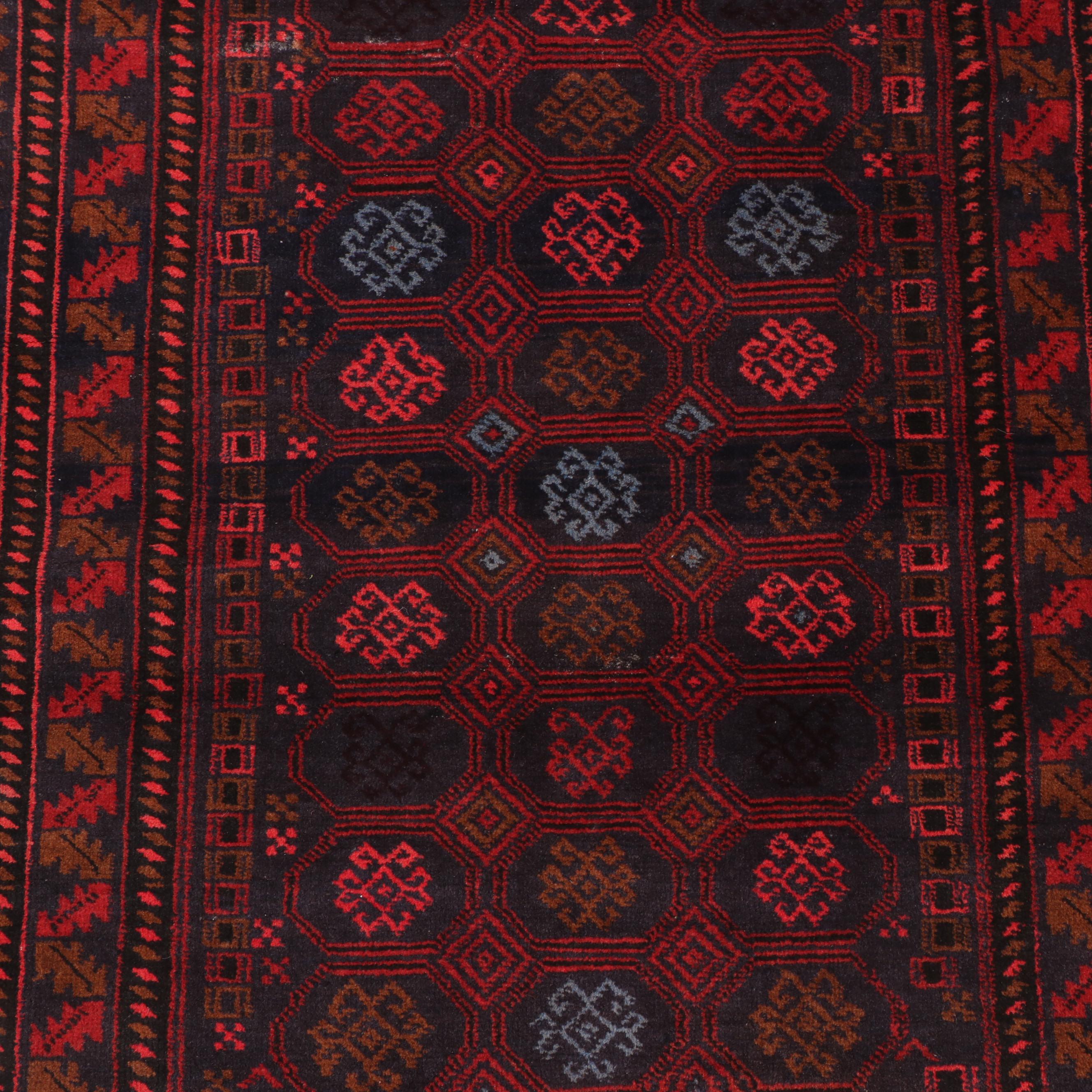 2'10 x 4'5 Hand-Knotted Afghan Baluch Accent Rug