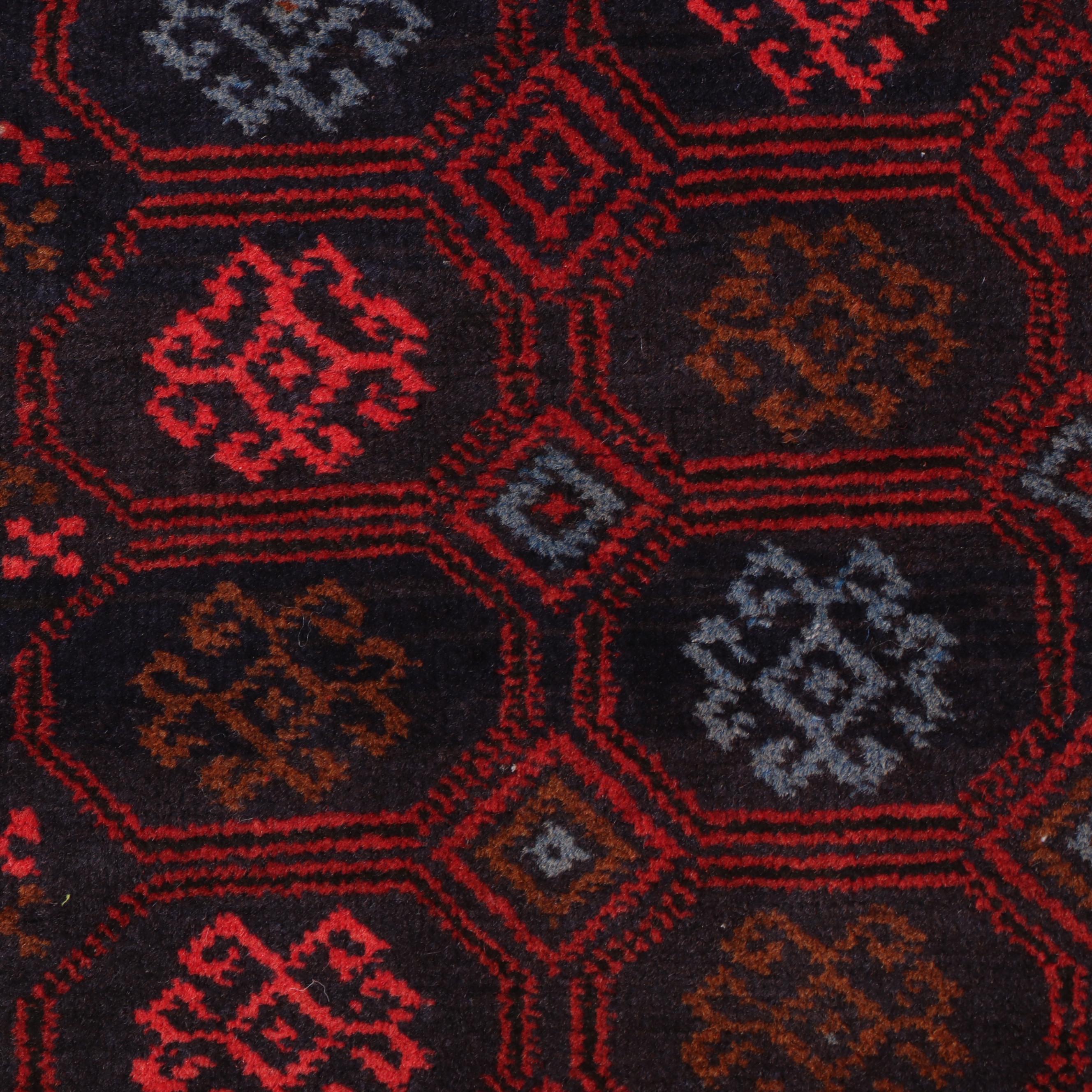 2'10 x 4'5 Hand-Knotted Afghan Baluch Accent Rug