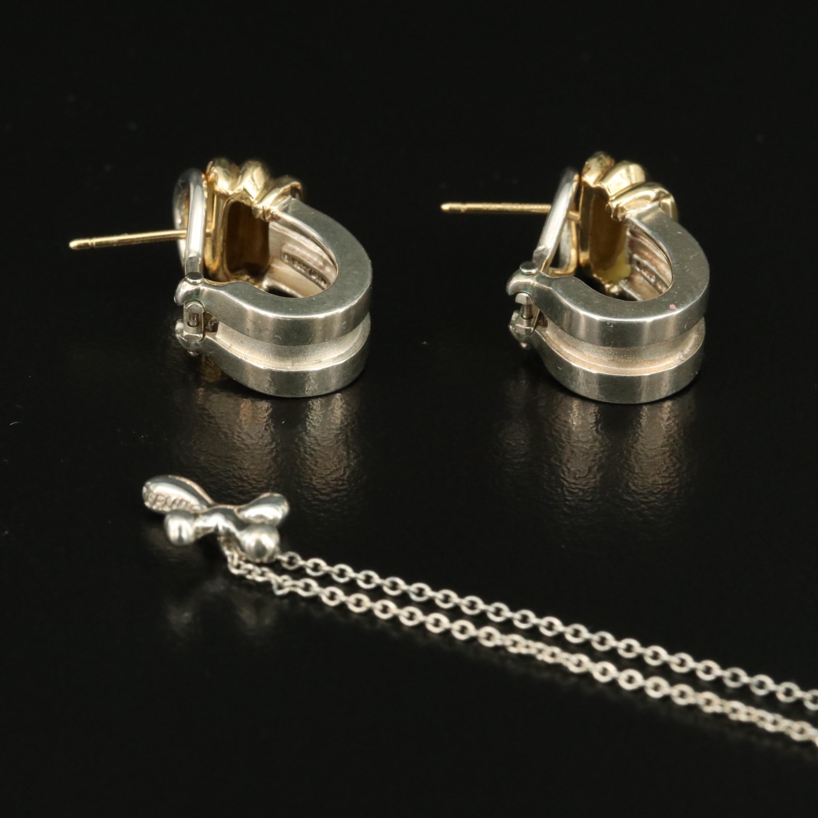 Elsa Peretti for Tiffany & Co. Necklace and 1995 Altas Groove J Hoop Earrings