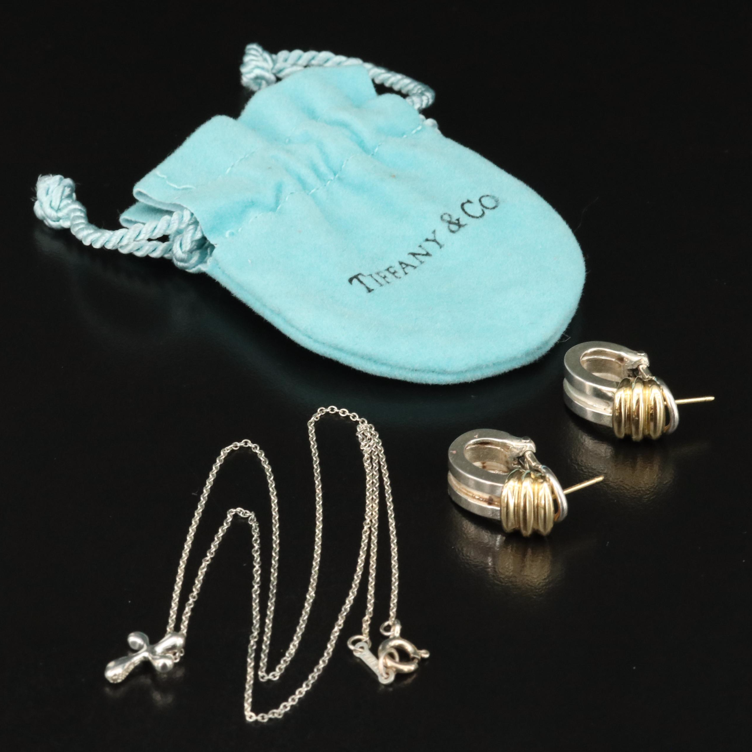 Elsa Peretti for Tiffany & Co. Necklace and 1995 Altas Groove J Hoop Earrings