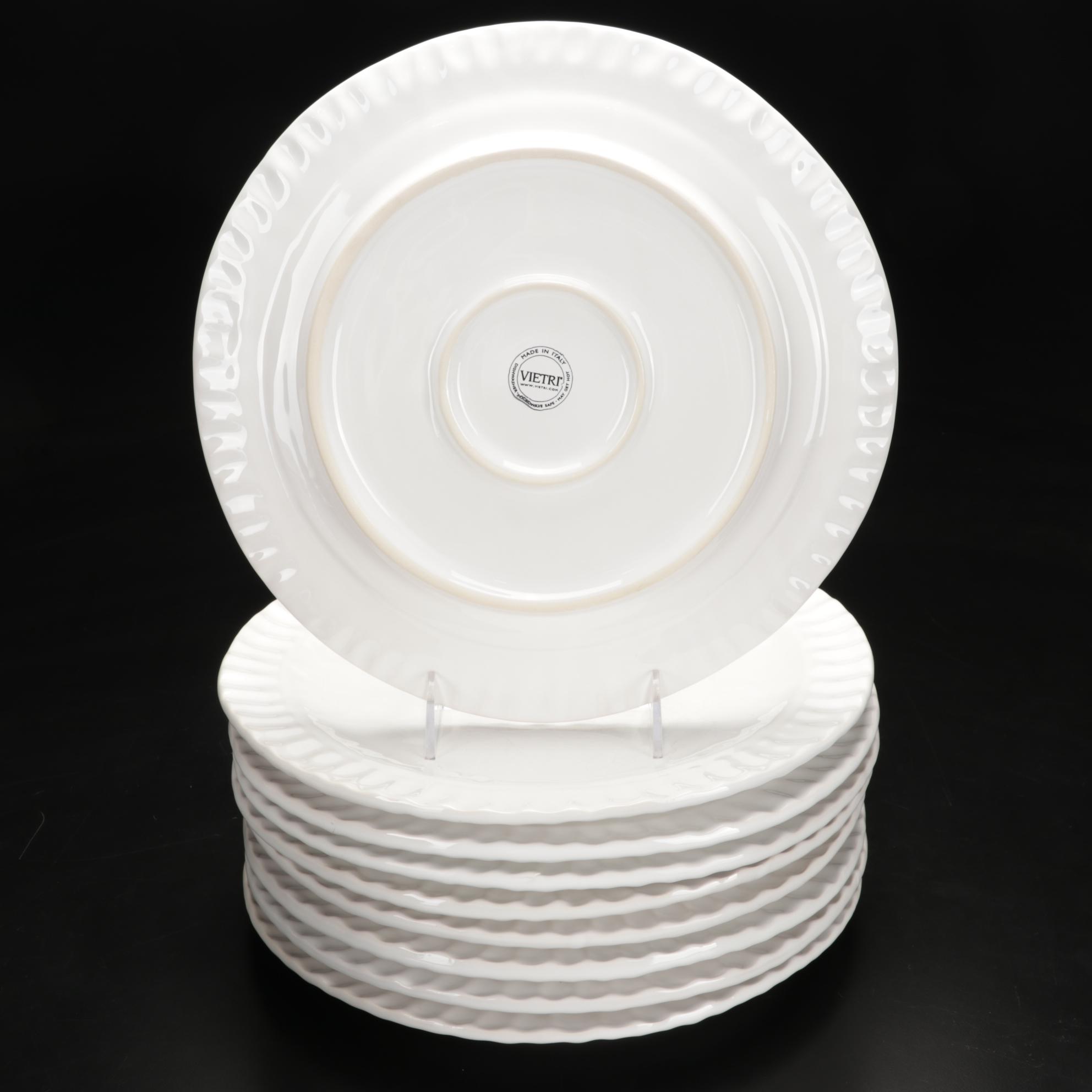 Italian Vietri White Earthenware Plates and Tableware