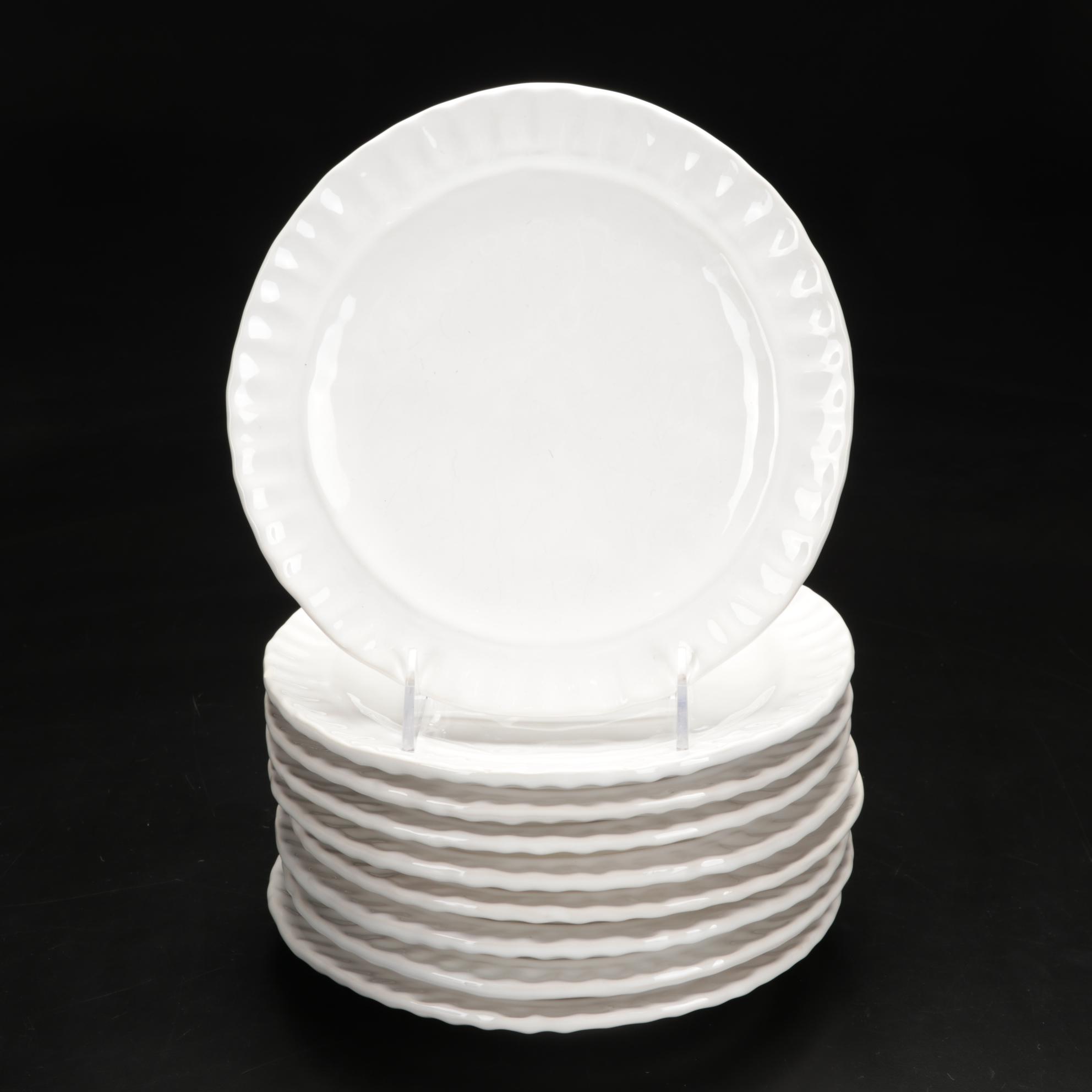 Italian Vietri White Earthenware Plates and Tableware