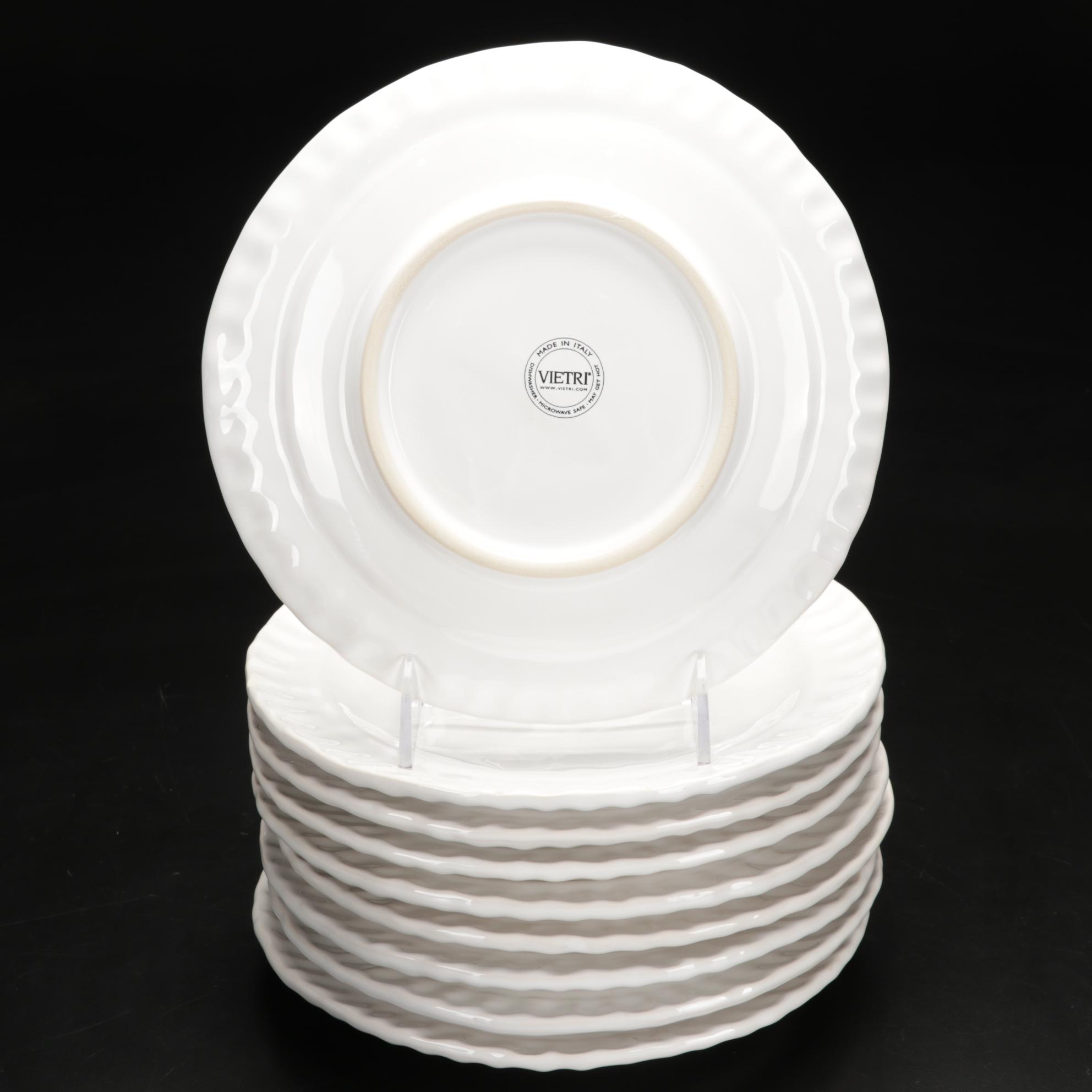 Italian Vietri White Earthenware Plates and Tableware