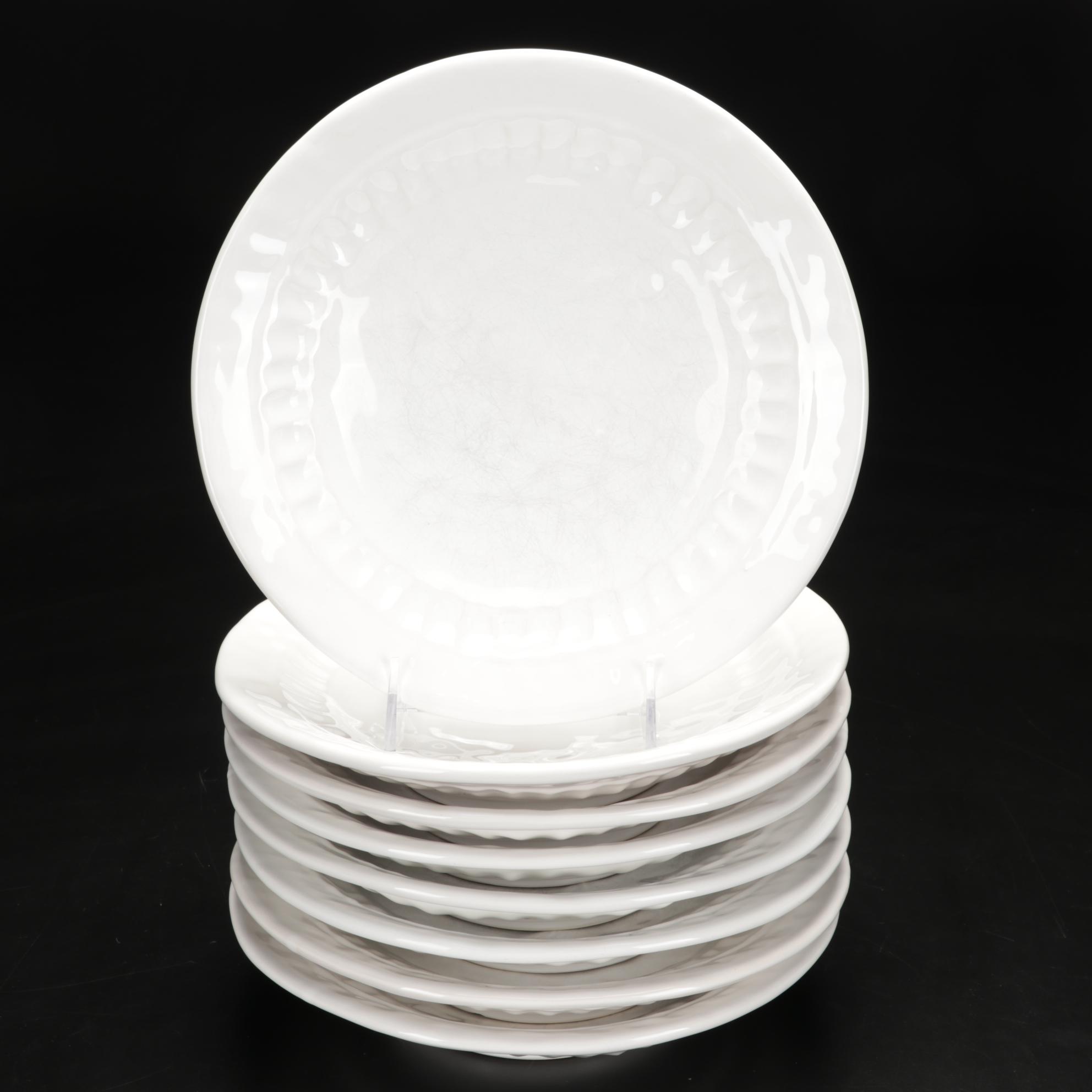 Italian Vietri White Earthenware Plates and Tableware