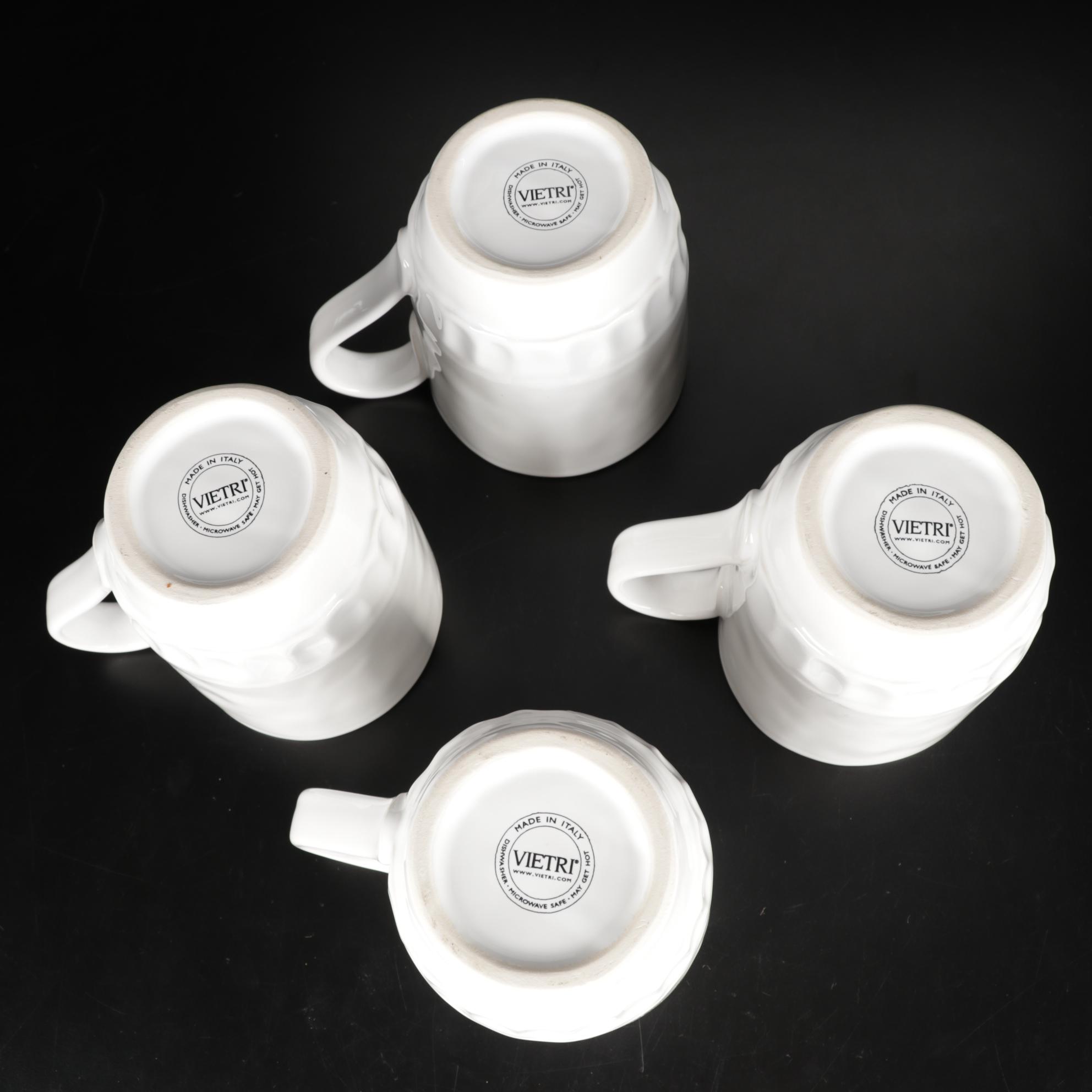 Italian Vietri White Earthenware Plates and Tableware