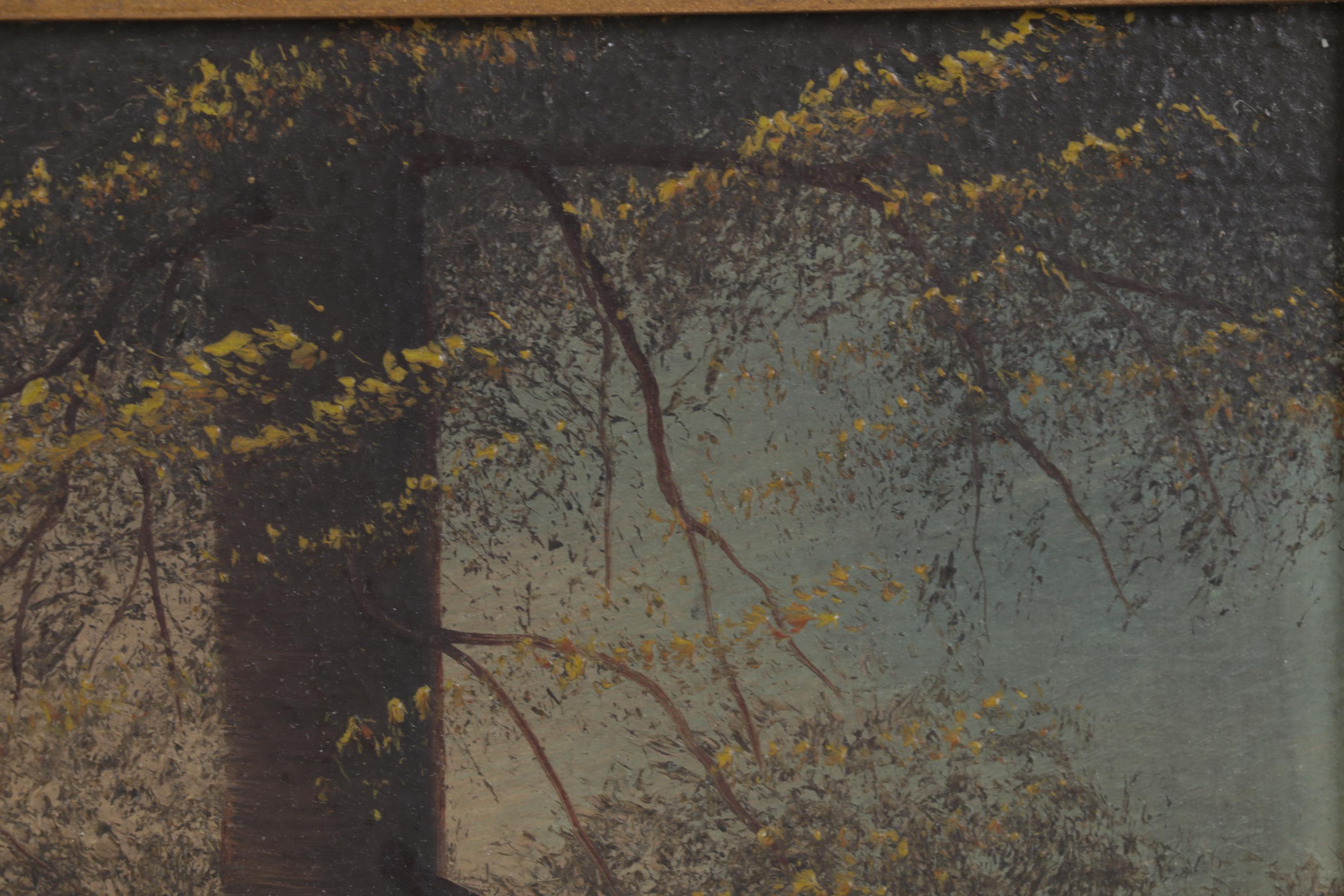 Charles Keller Tonalist Oil Painting of Creekside Landscape, Early 20th Century