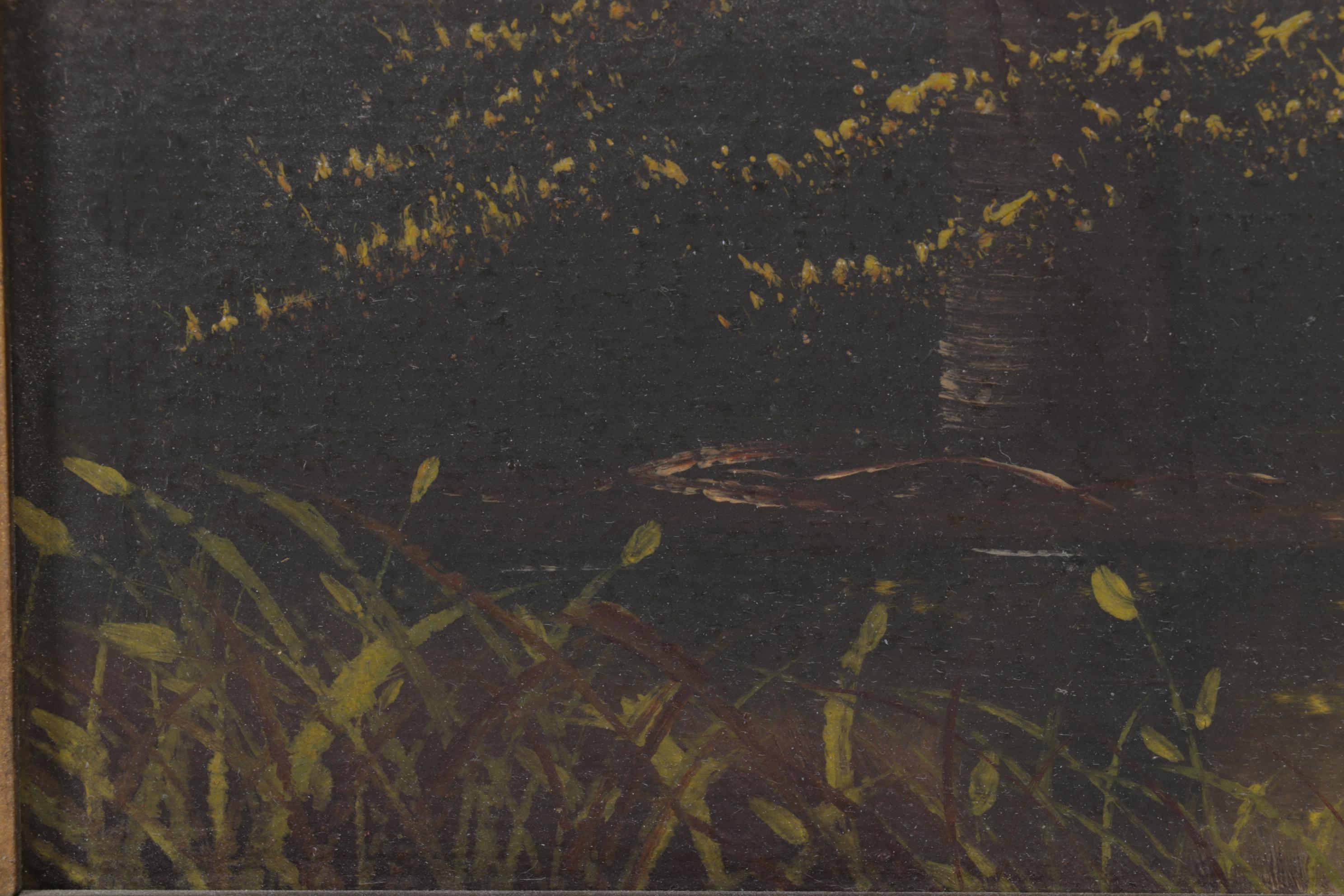 Charles Keller Tonalist Oil Painting of Creekside Landscape, Early 20th Century