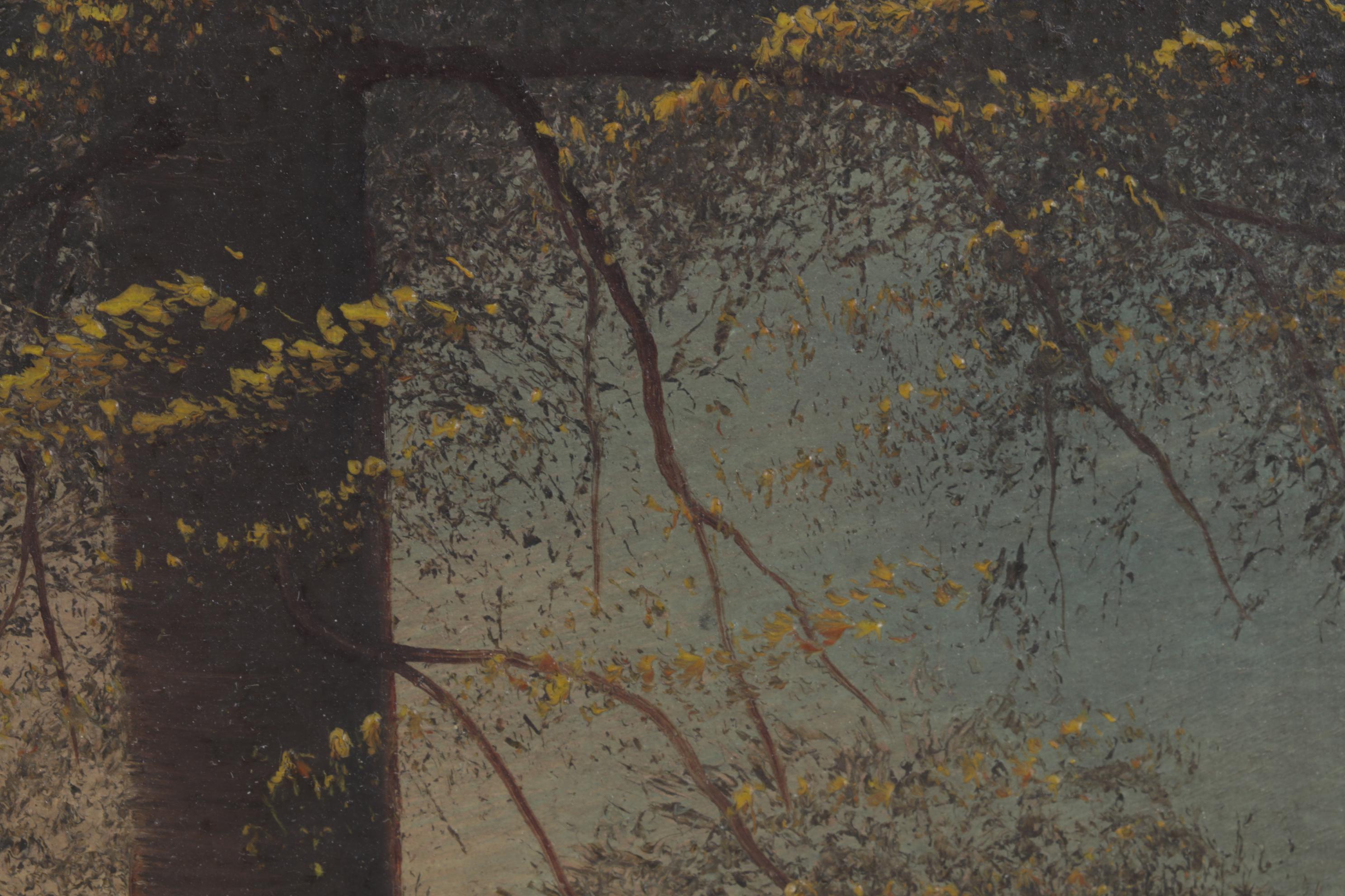 Charles Keller Tonalist Oil Painting of Creekside Landscape, Early 20th Century