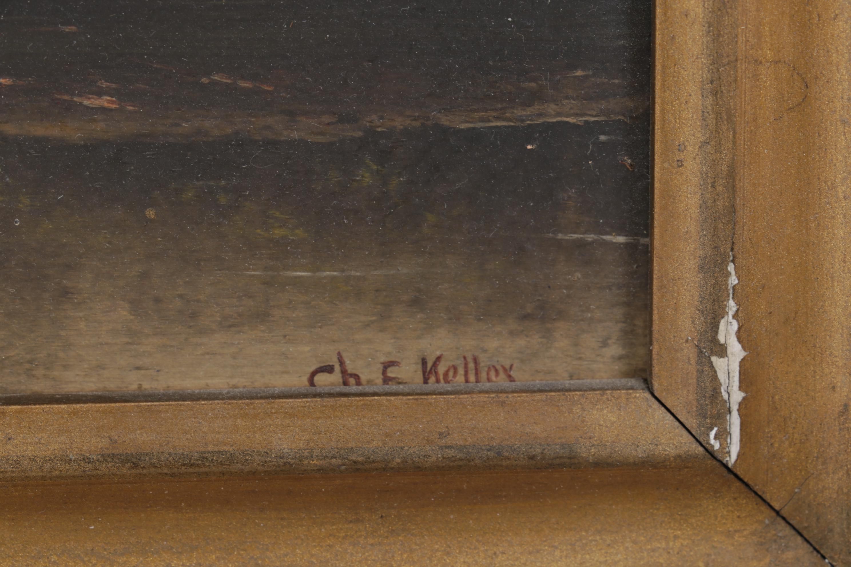 Charles Keller Tonalist Oil Painting of Creekside Landscape, Early 20th Century