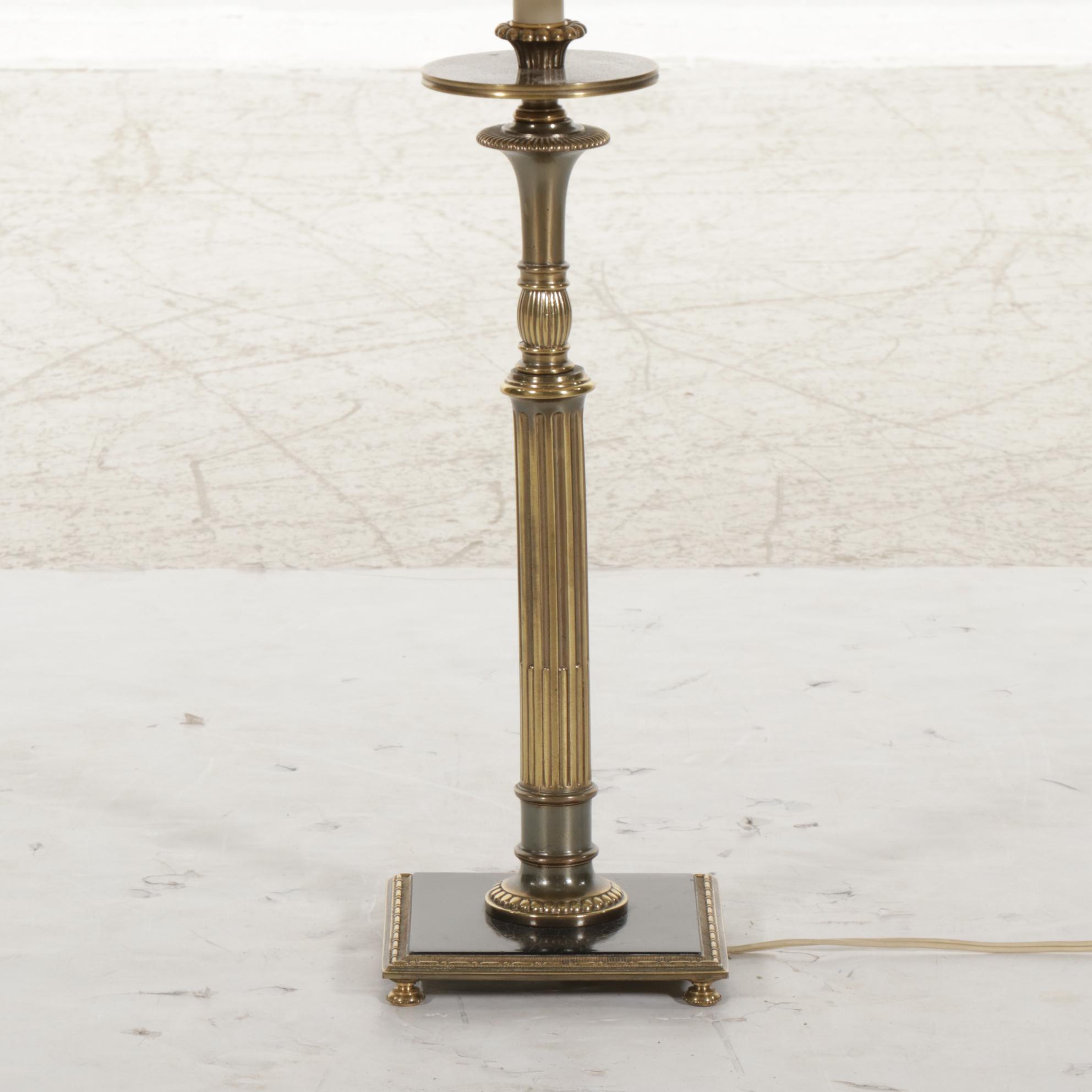 The Crest Co. Brass and Metal Candlestick Lamp With Shade