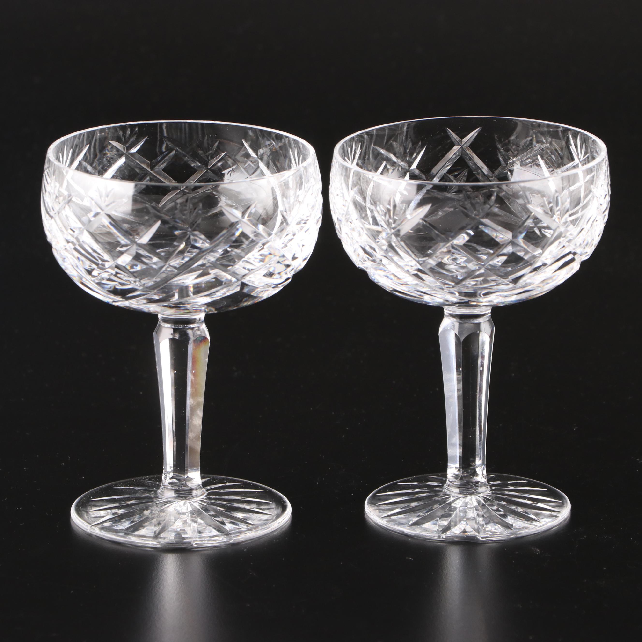 Waterford Crystal "Lismore" Decanter and Clarets with "Avoca" Champagne Coupes