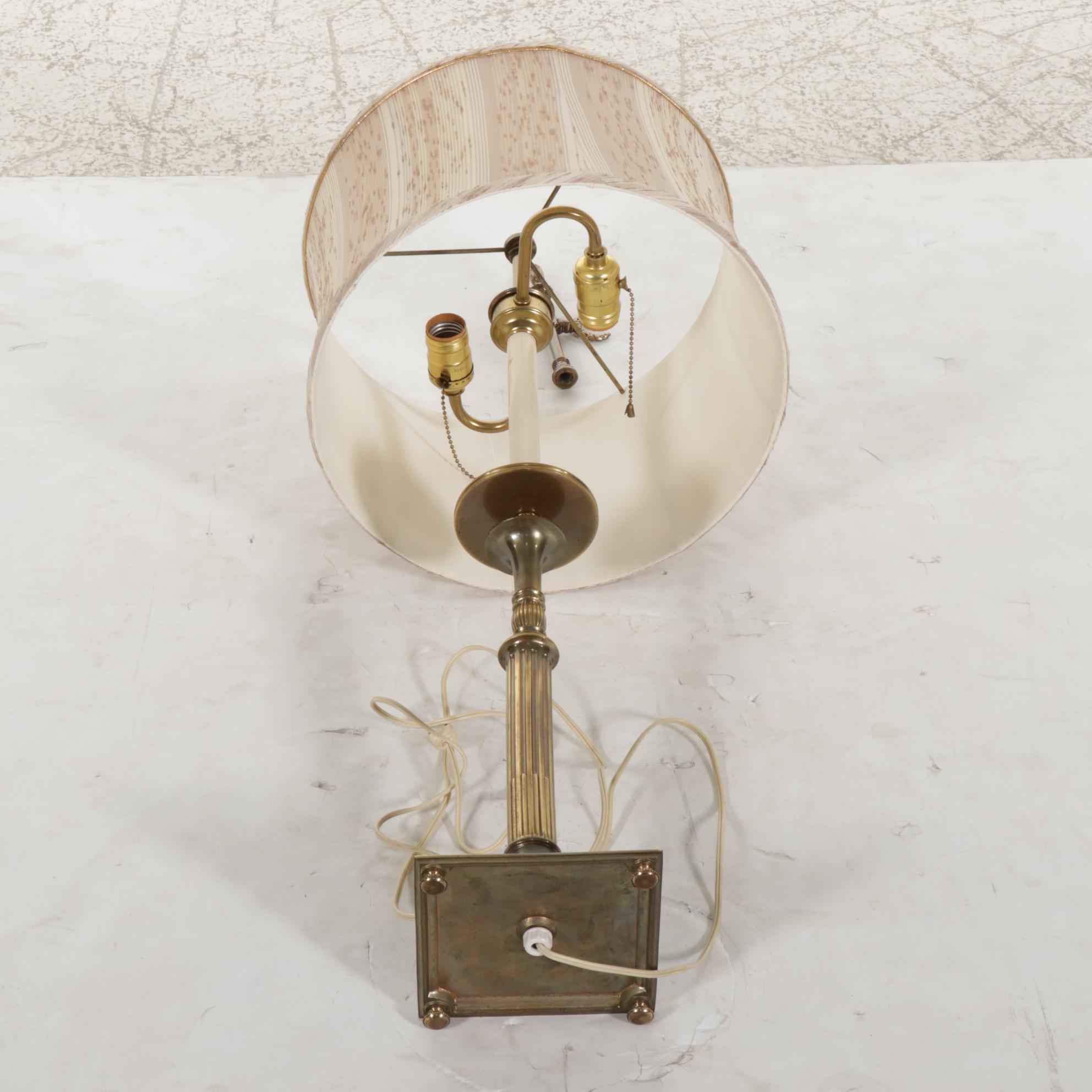 The Crest Co. Brass and Metal Candlestick Lamp With Shade