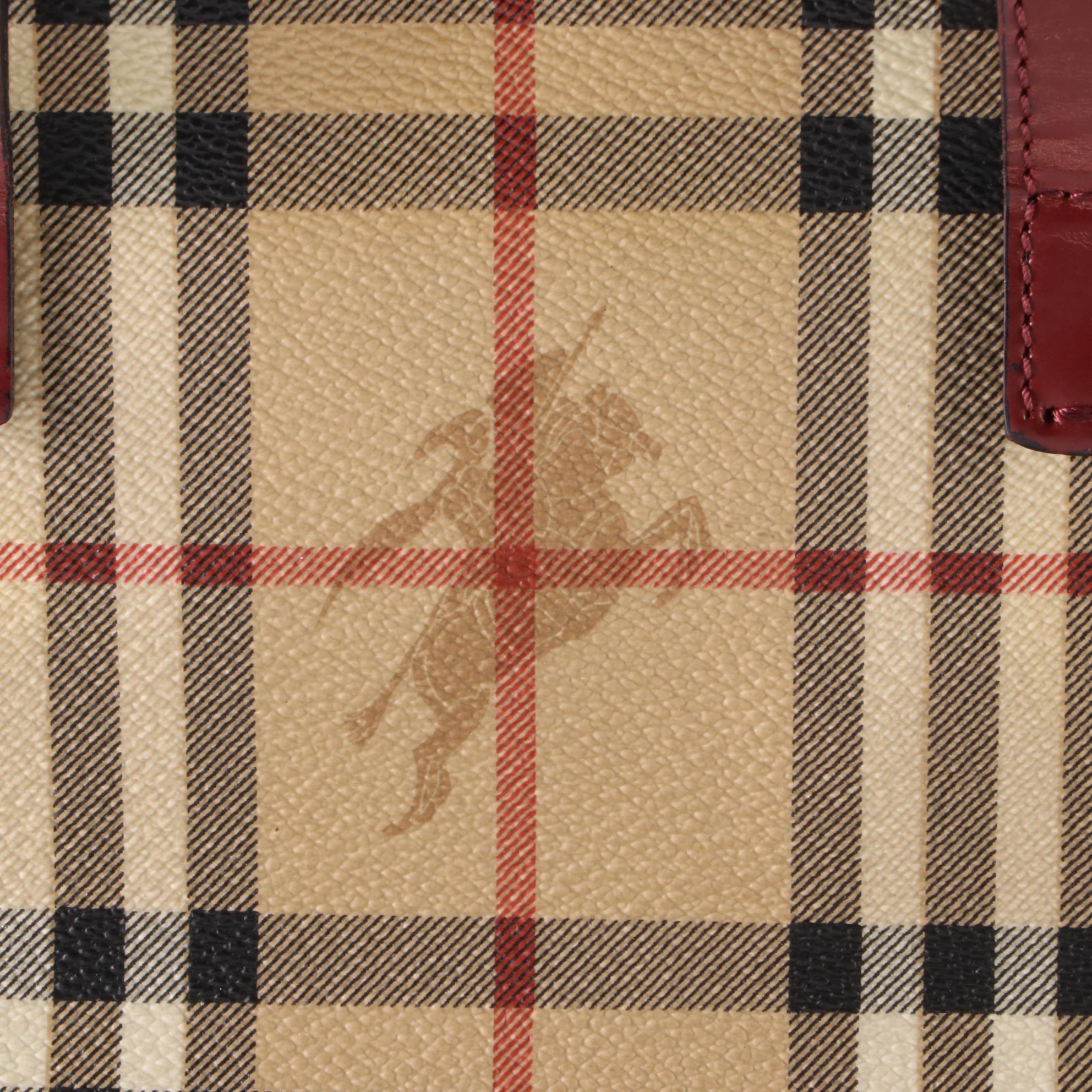 Burberry Small Tote in Haymarket Check Coated Canvas and Leather