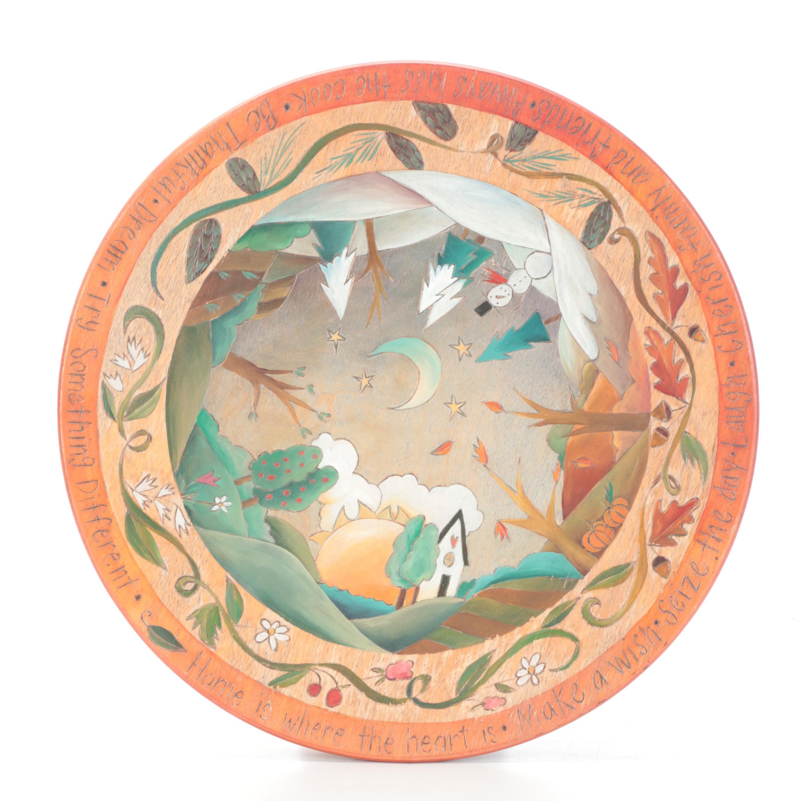 MacKenzie-Childs by Pimpernel "Maclachlan" Handled Tray with Sticks Lazy Susan