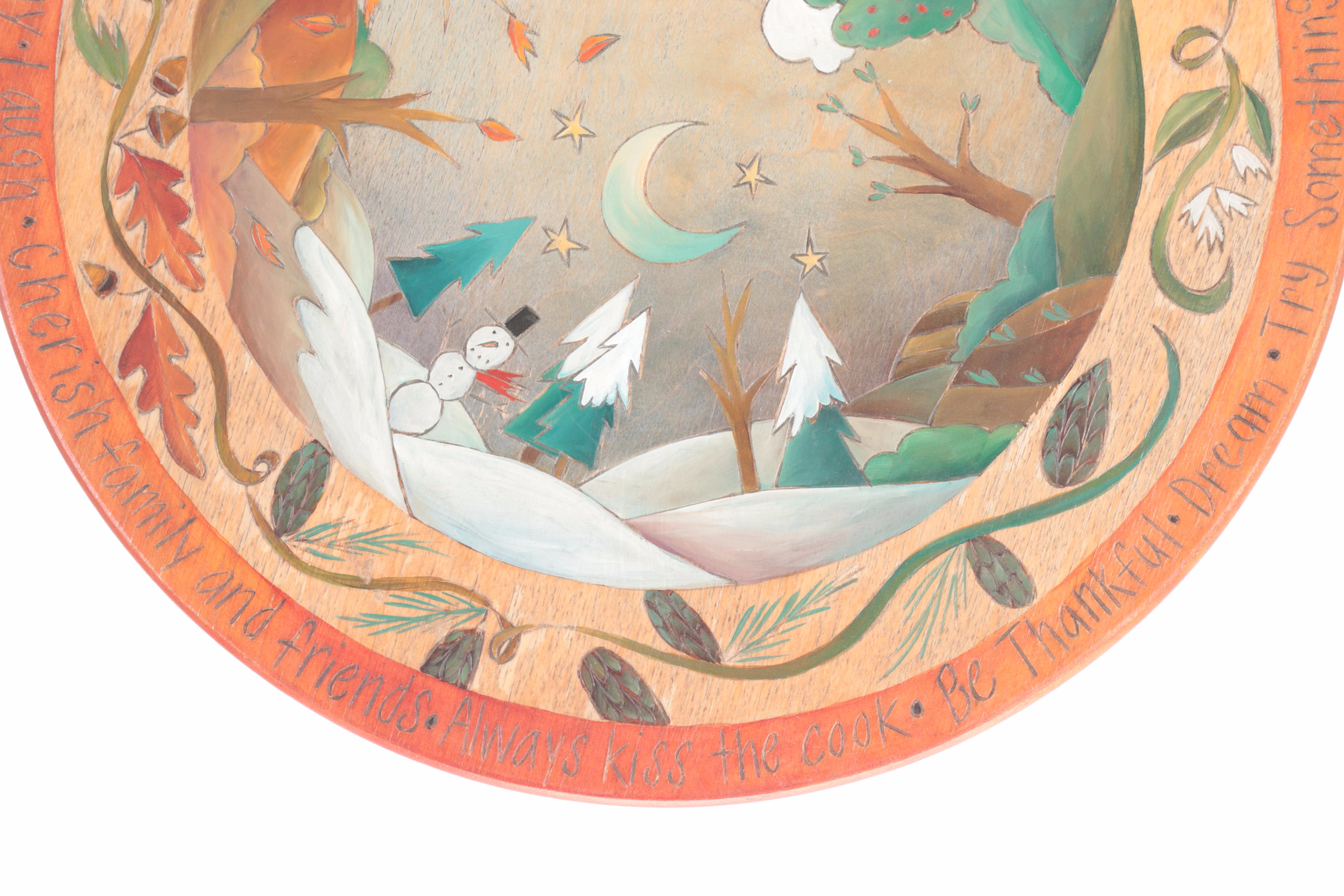 MacKenzie-Childs by Pimpernel "Maclachlan" Handled Tray with Sticks Lazy Susan