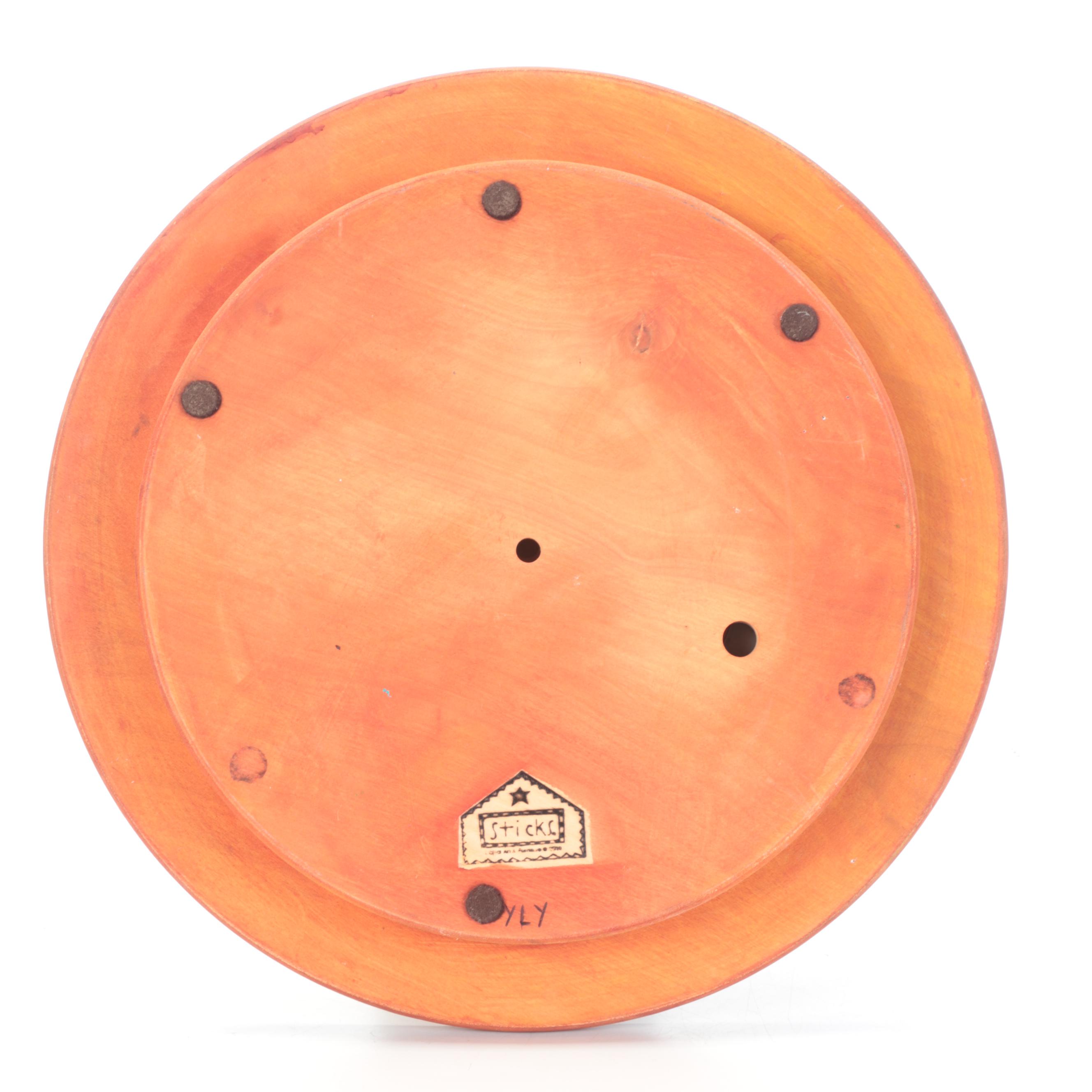 MacKenzie-Childs by Pimpernel "Maclachlan" Handled Tray with Sticks Lazy Susan