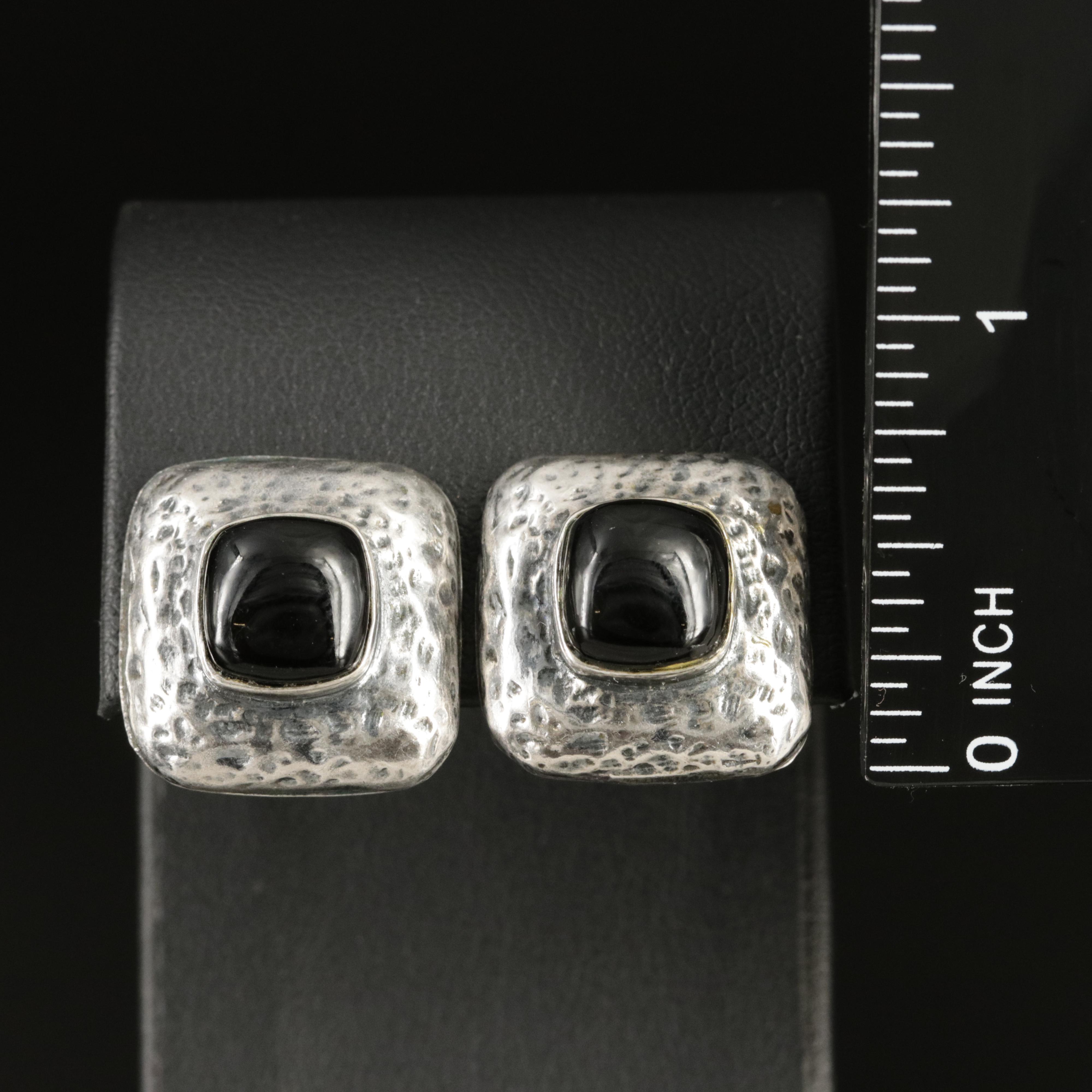 Dian Malouf Sterling Black Onyx Earrings