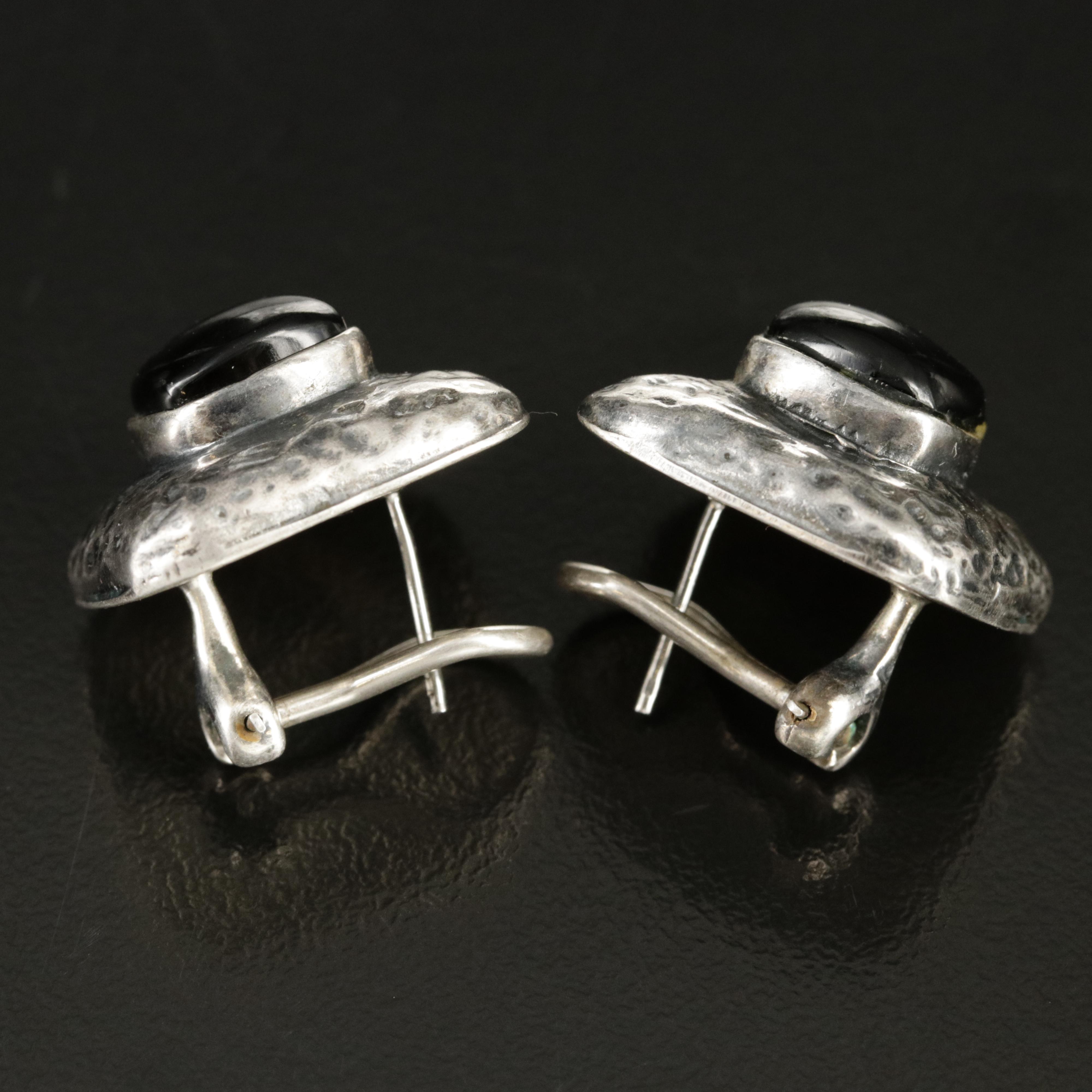 Dian Malouf Sterling Black Onyx Earrings