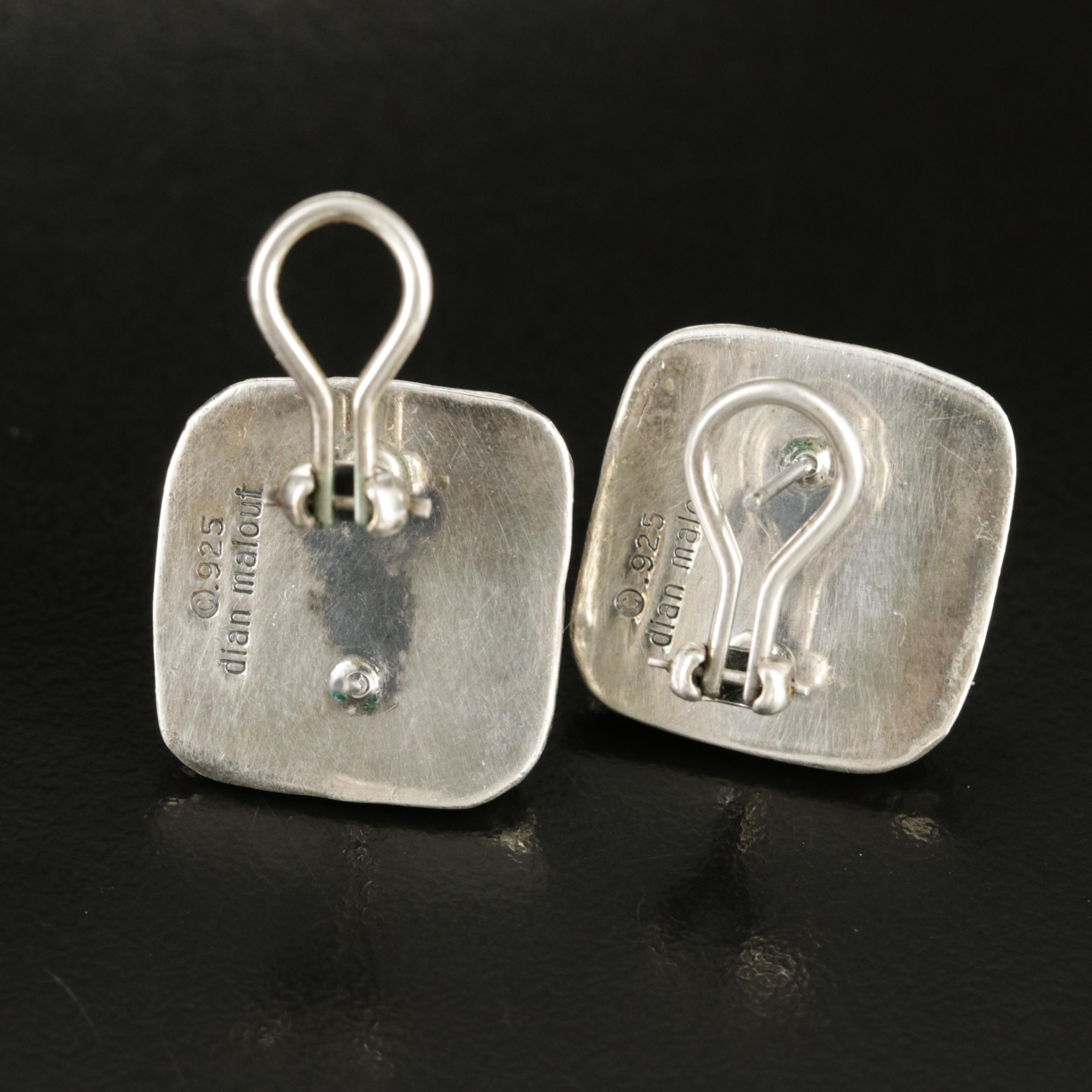 Dian Malouf Sterling Black Onyx Earrings