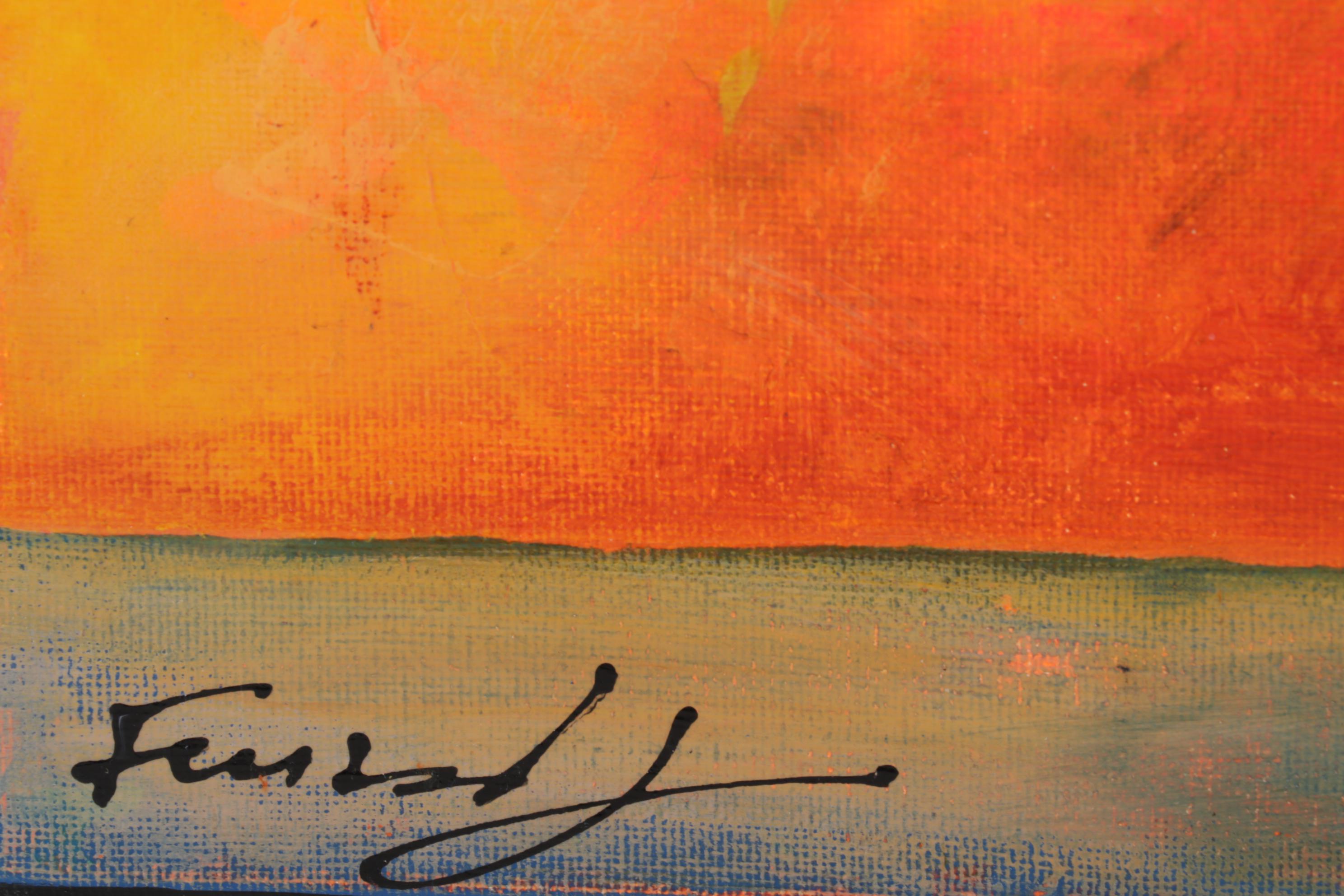 Farshad Lanjani Still Life Acrylic Painting of Flowers in Vase, 21st Century