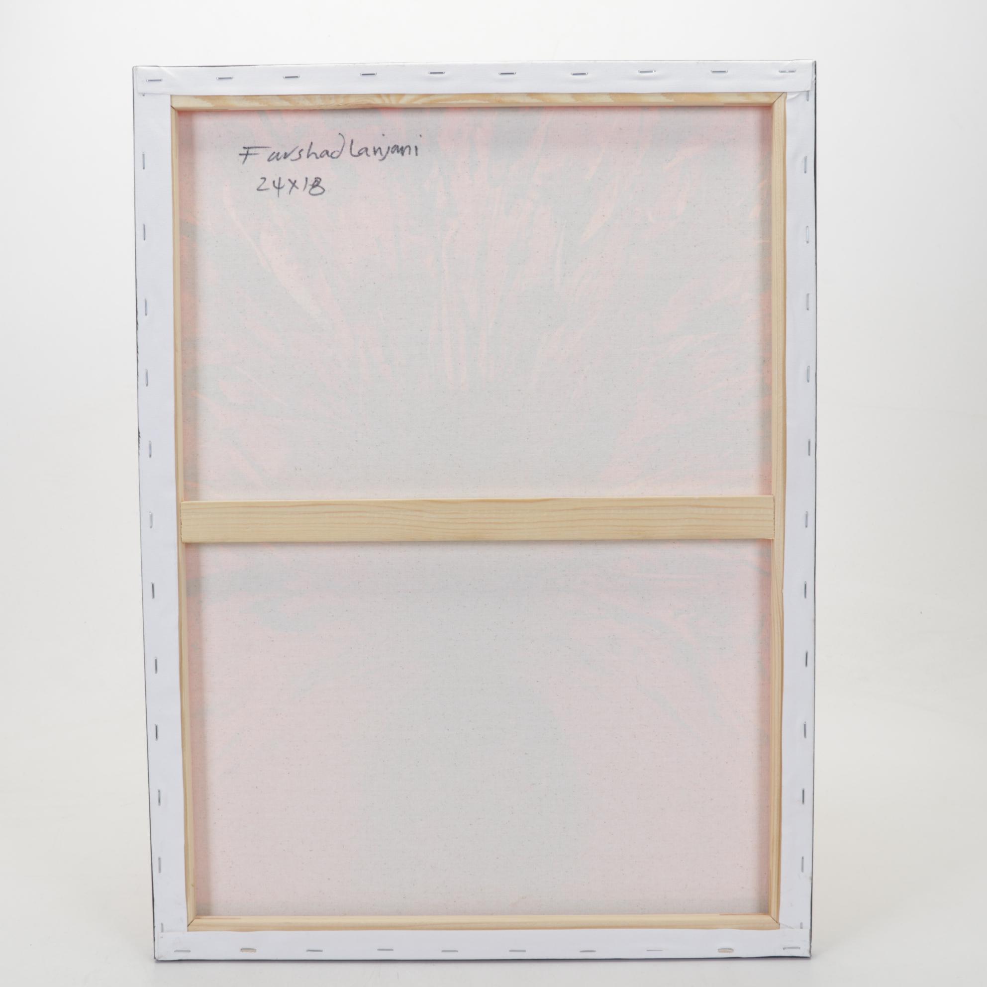 Farshad Lanjani Still Life Acrylic Painting of Flowers in Vase, 21st Century