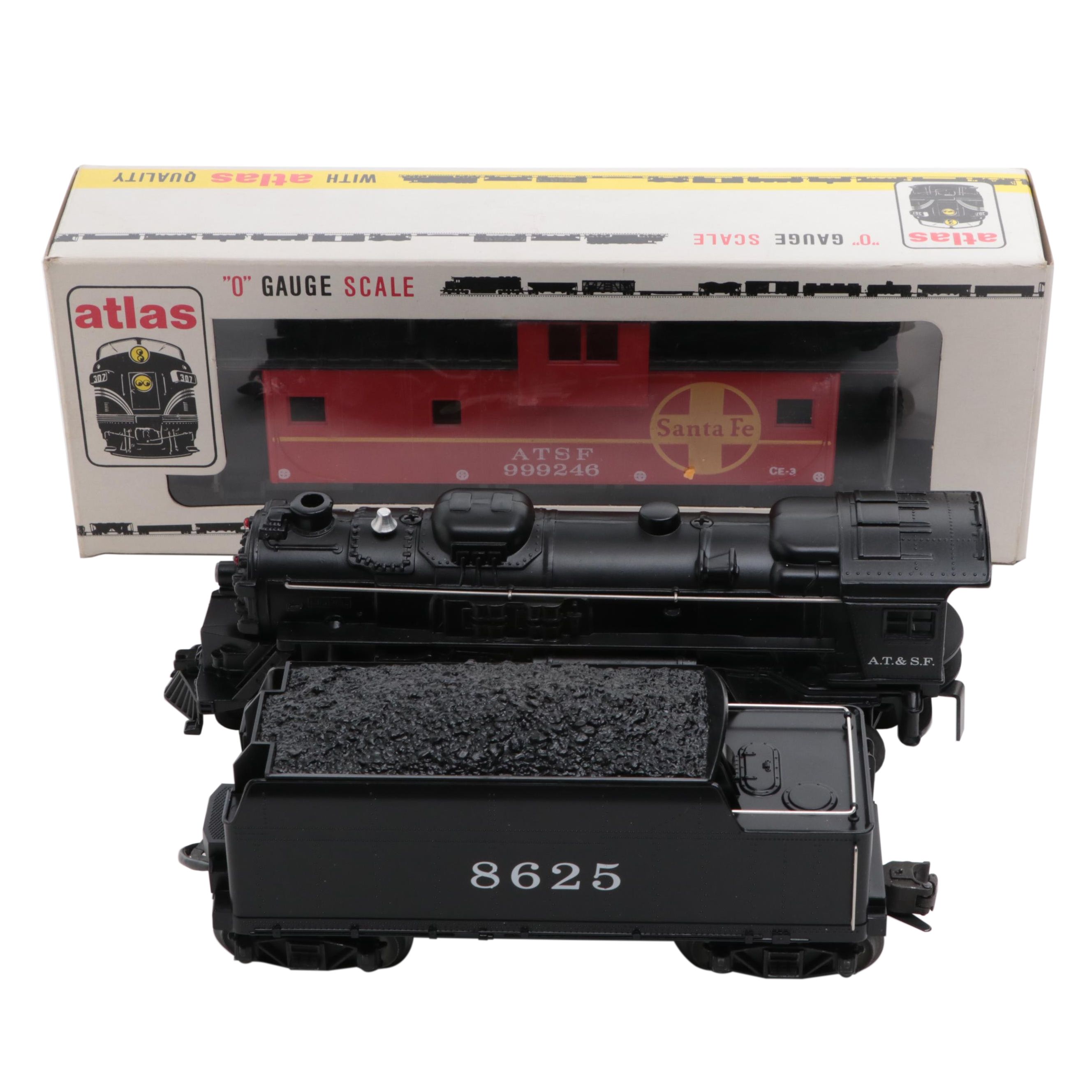 Lionel Trains Santa Fe Locomotive and Tender Car with Atlas Santa Fe Caboose