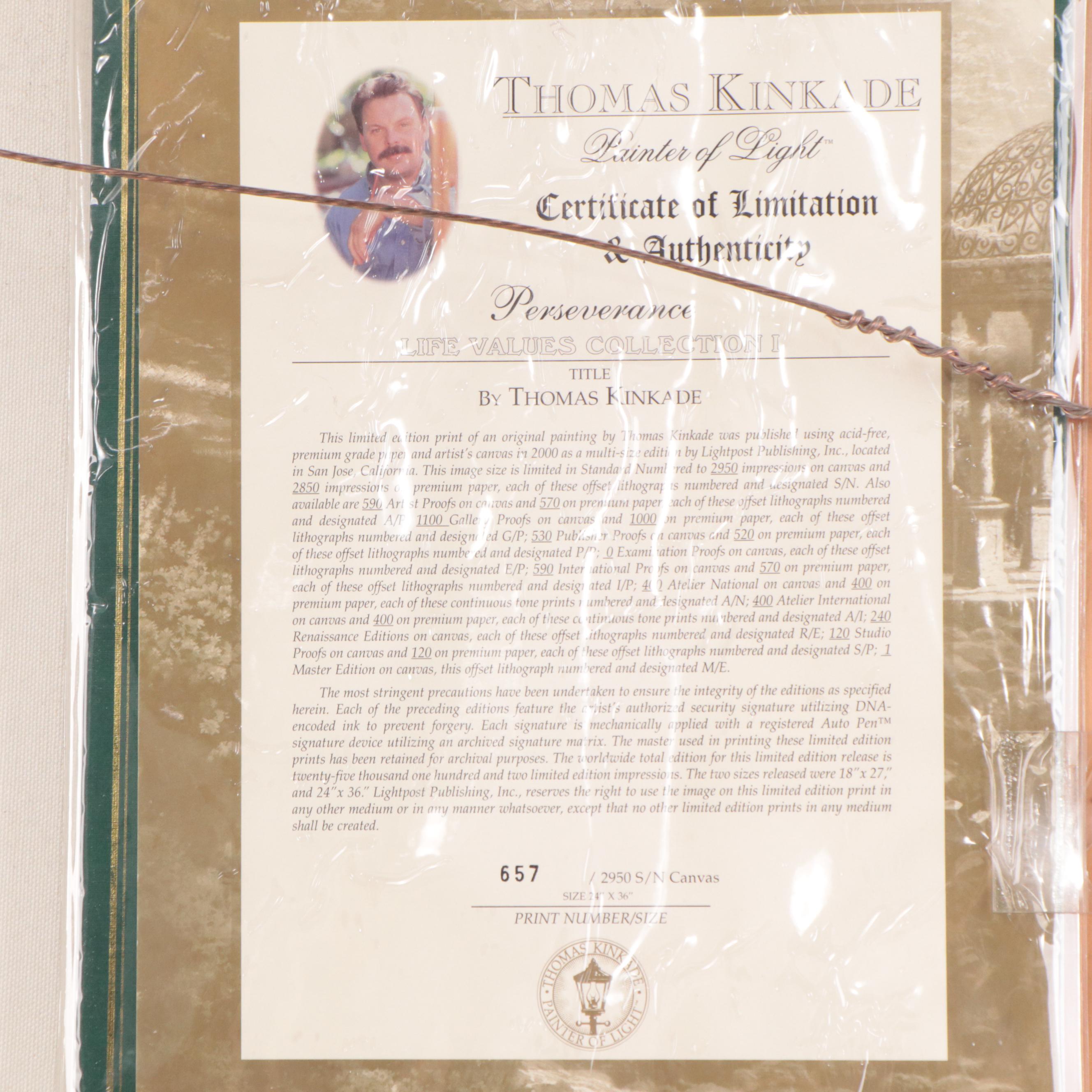 Thomas Kinkade Embellished Offset Lithograph "Perseverance"