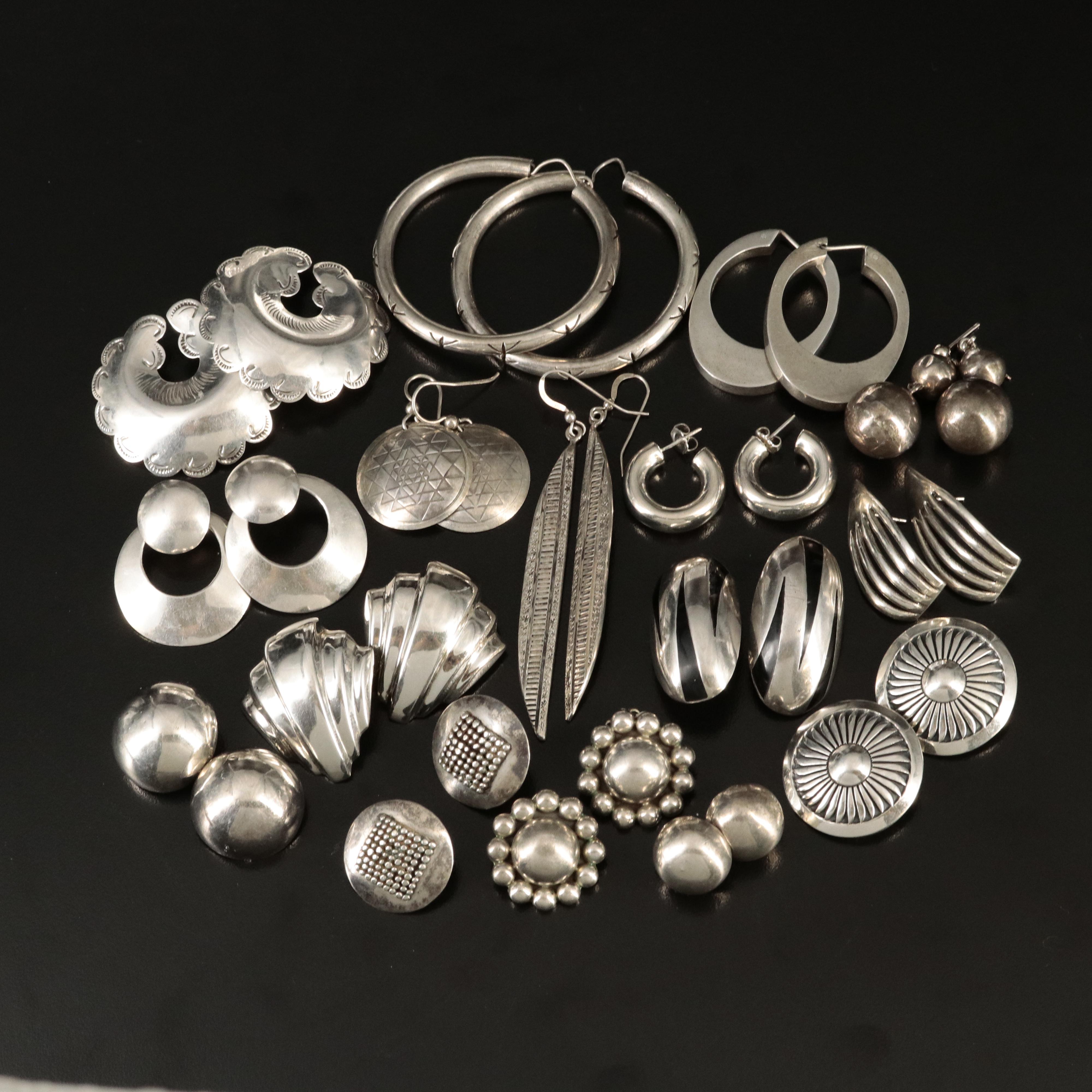 Mexican and Southwestern Featured in Vintage Sterling Earring Collection