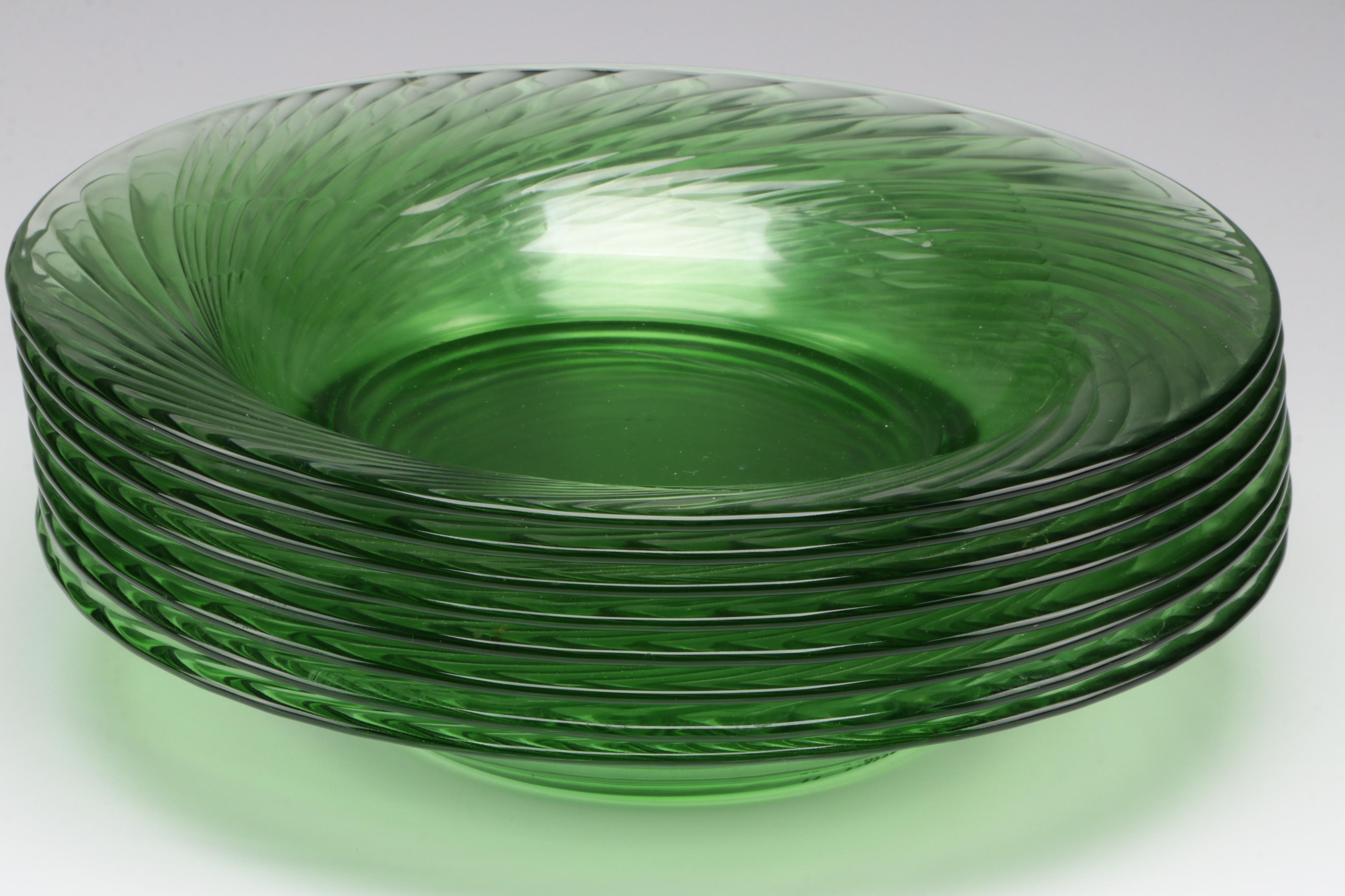 Corning Pyrex "Festiva Spring Green" Glass Pasta Serving Bowls, 2001-2004