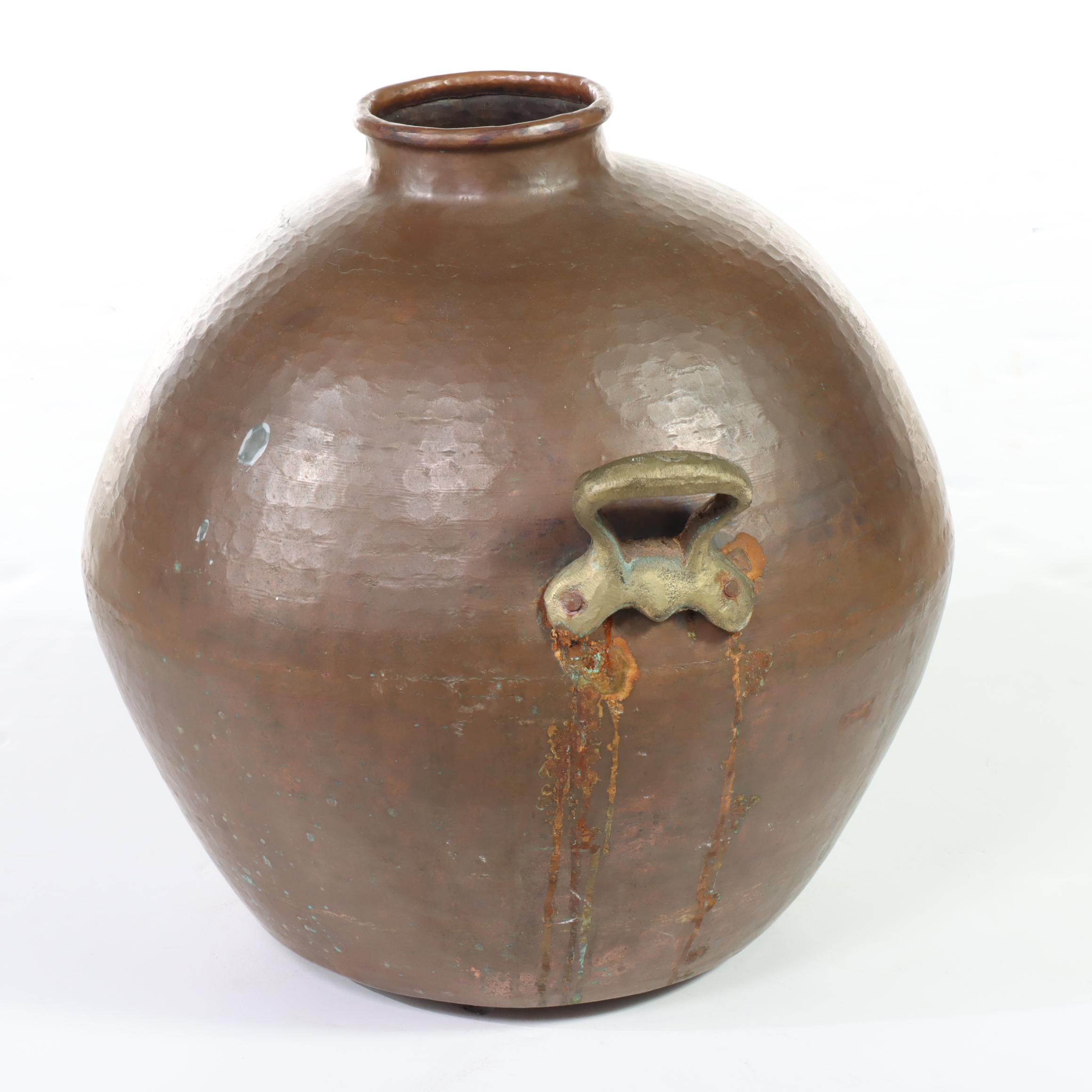 Pier 1 Impots Brass-Mounted and Hammered Copper Urn