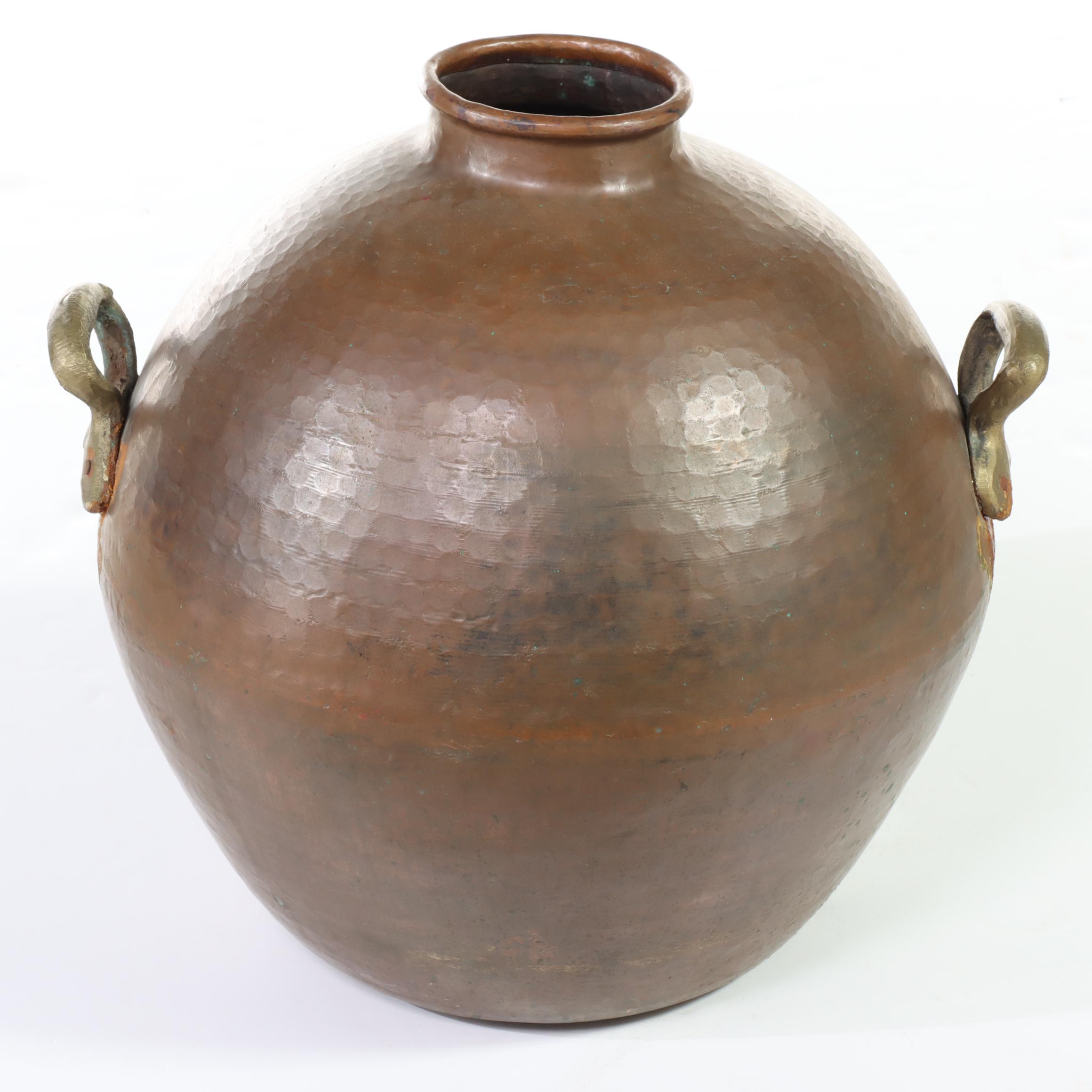 Pier 1 Impots Brass-Mounted and Hammered Copper Urn