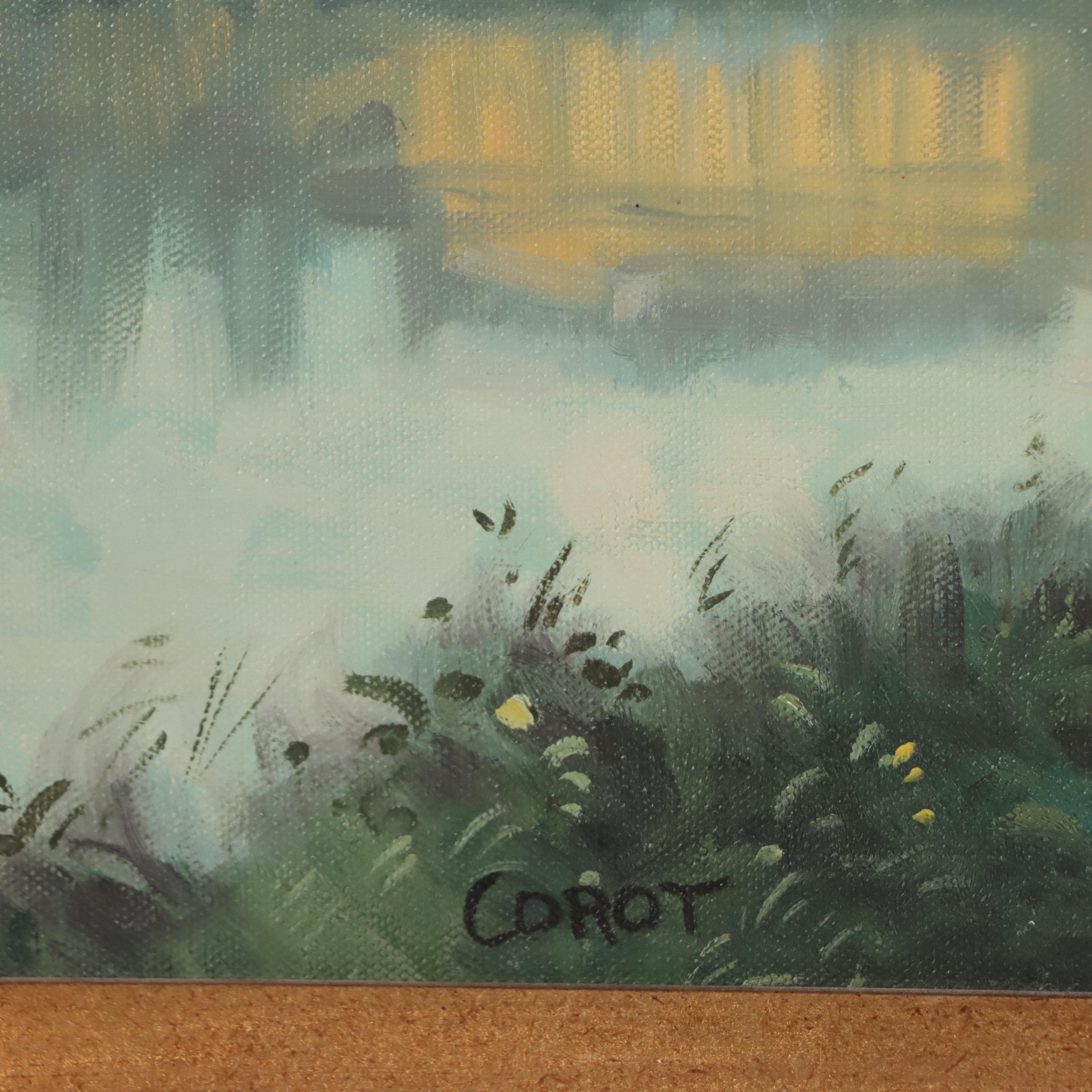 Oil Painting After Jean-Baptiste-Camille Corot "Ville-d'Avray"