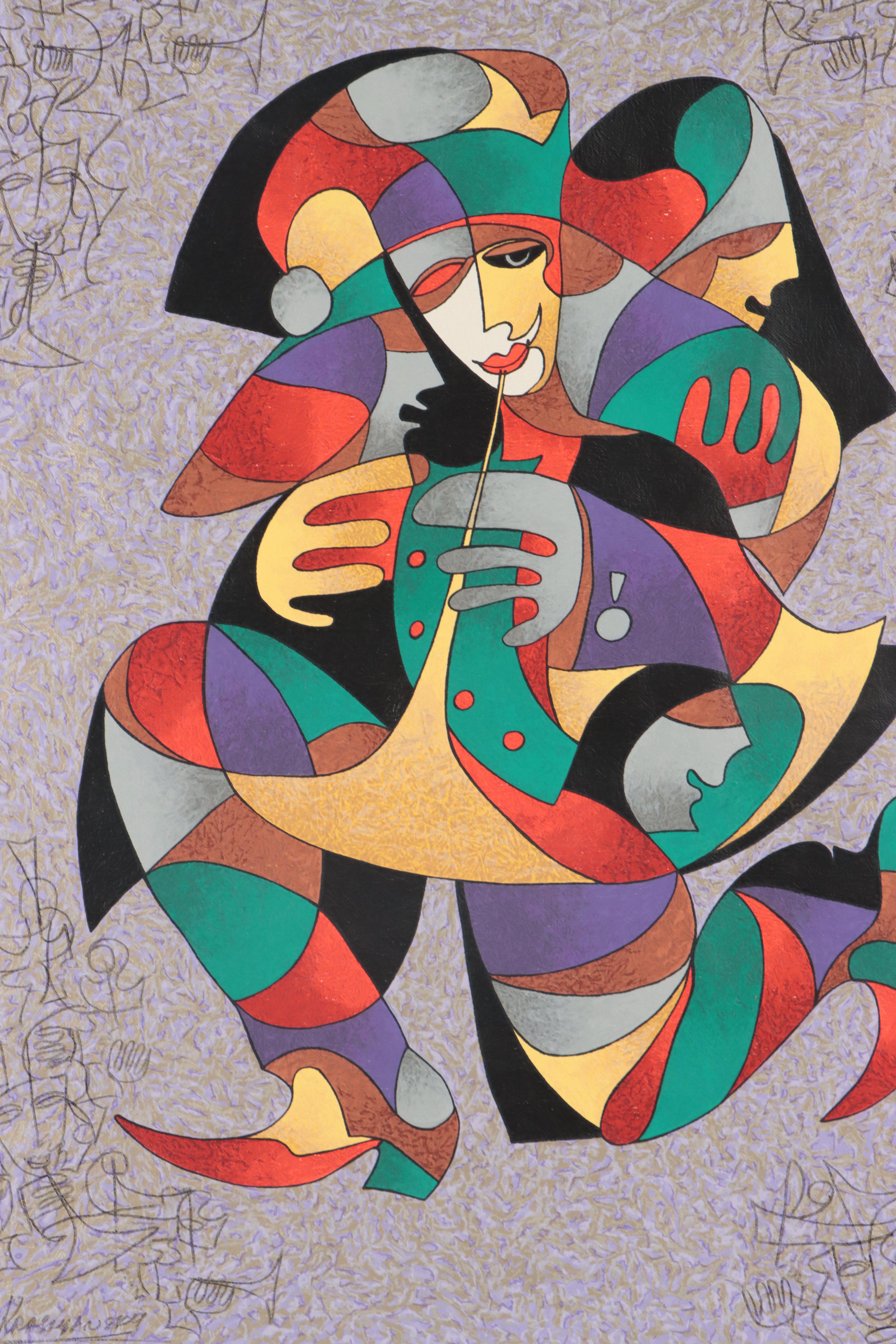 Anatole Krasnyansky Embellished Serigraph "Running Jester II"