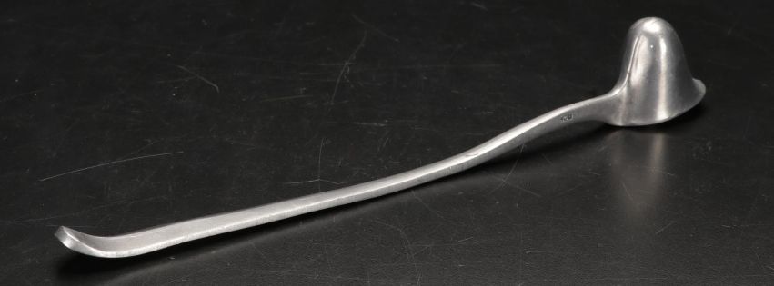 New Martinsville "Radiance" Glass Dual Candlesticks with Eales Pewter Snuffer