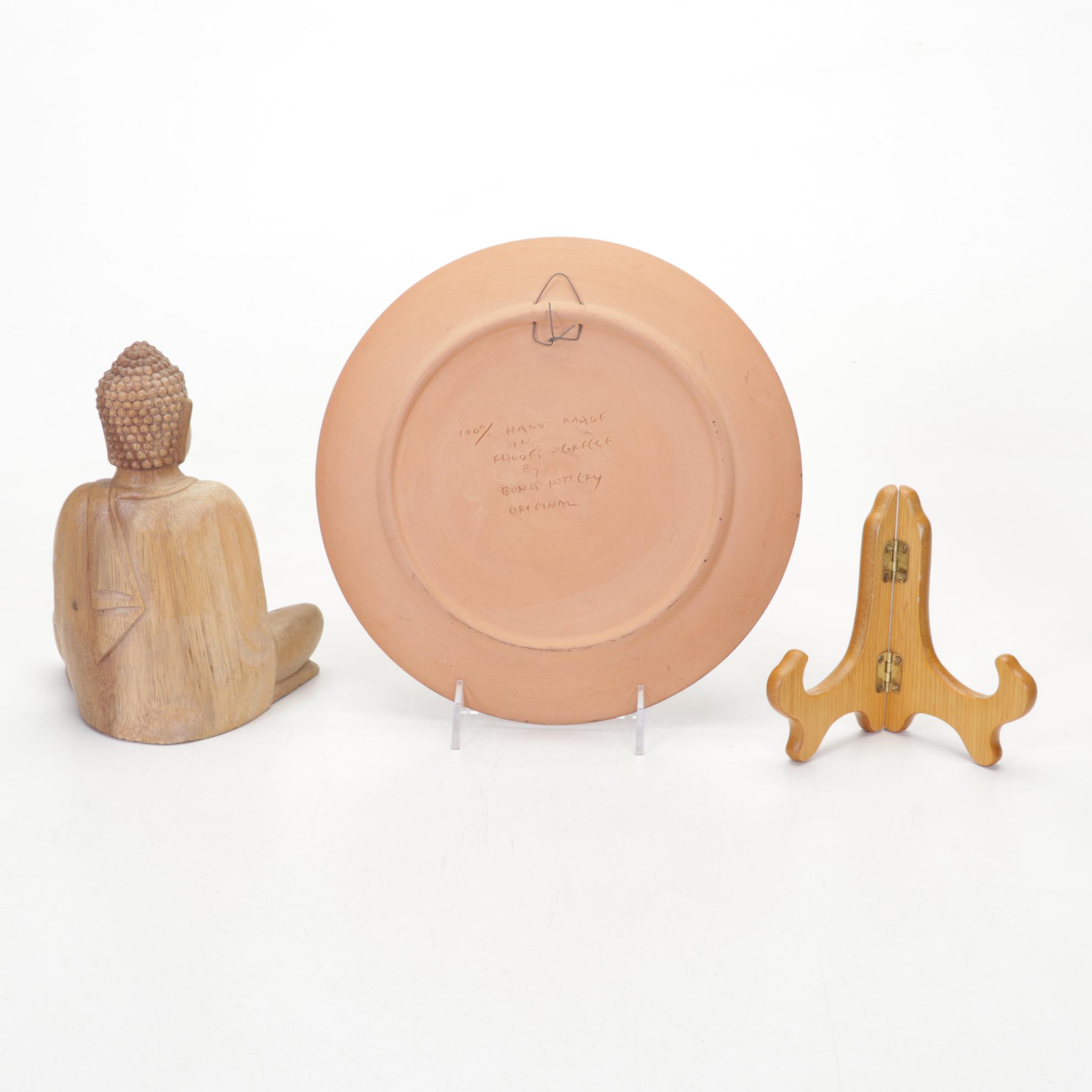 Grecian Plate, Indian Lantern, Quill Box, Buddha Figurine, and More Decor