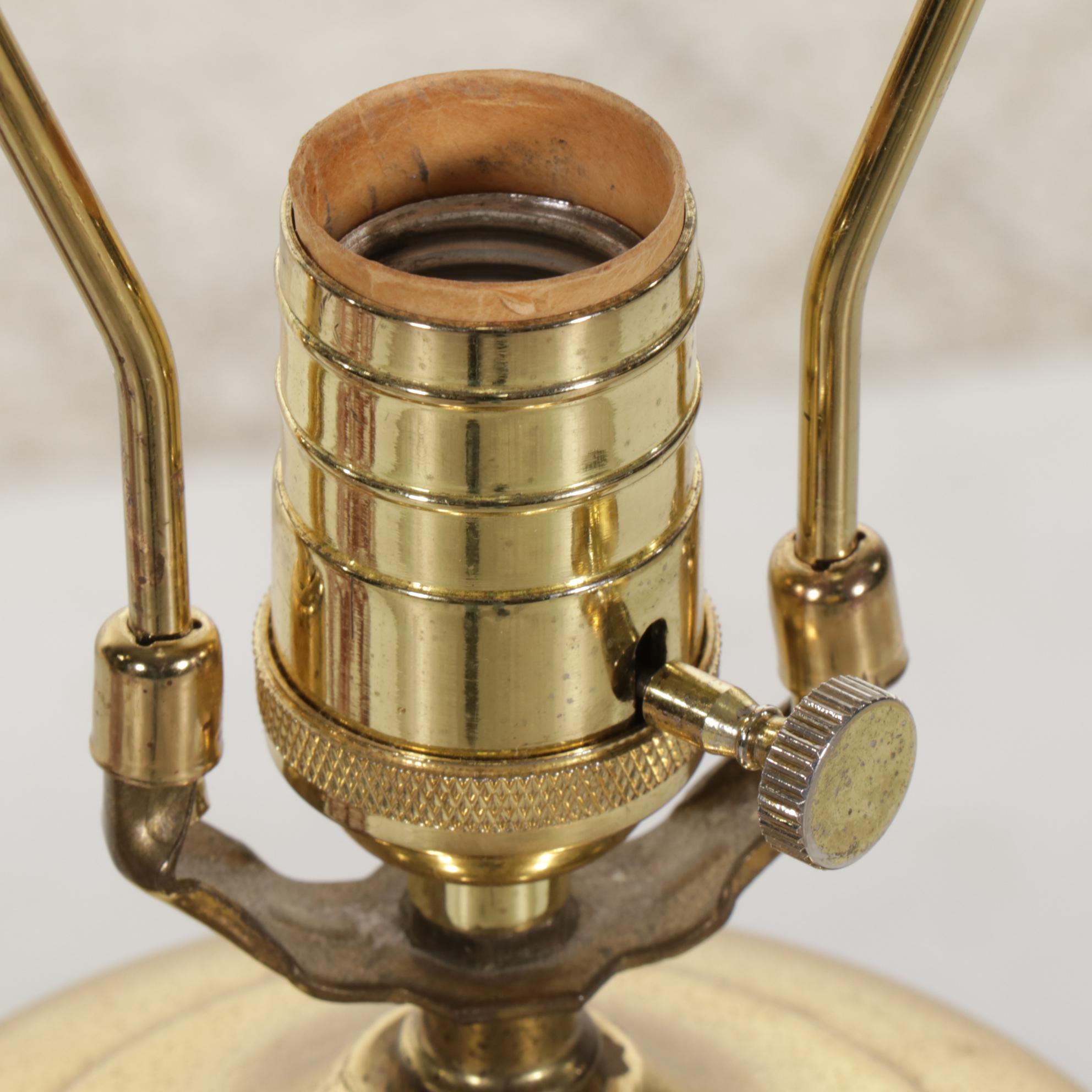 Ruby and Clear Art Glass Table Lamp Pair, Mid-20th Century