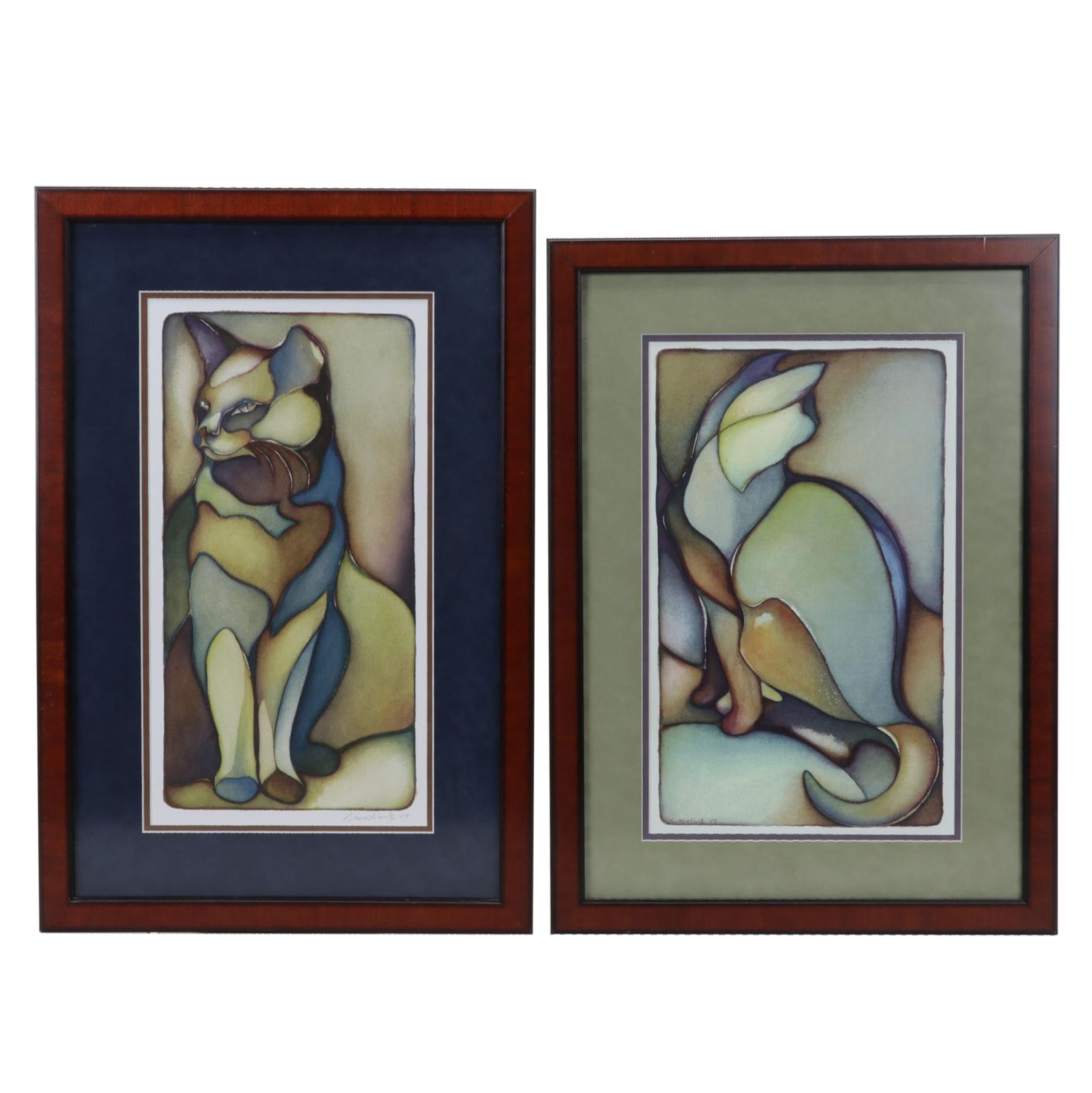 Lauren Smith Richards Offset Lithographs of Cats, 21st Century