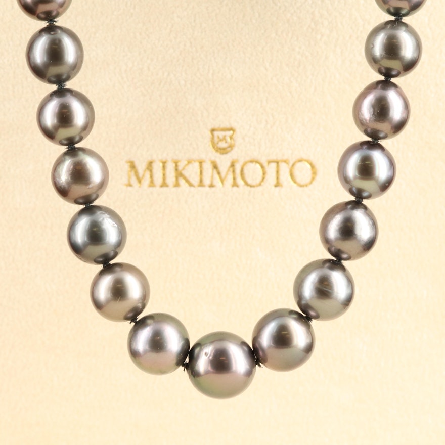 Mikimoto Graduated Pearl Necklace with 18K and Diamond Clasp