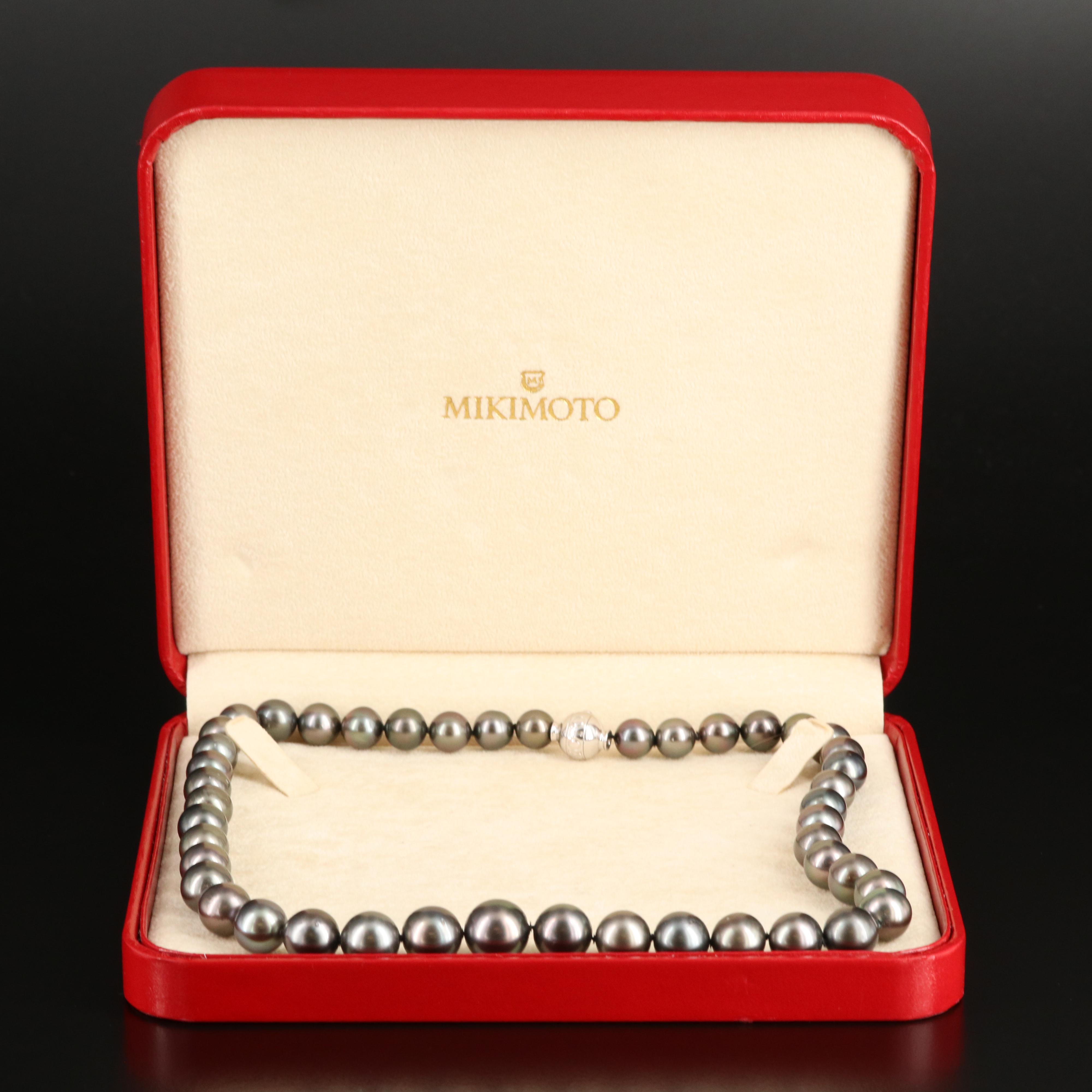 Mikimoto Graduated Pearl Necklace with 18K and Diamond Clasp