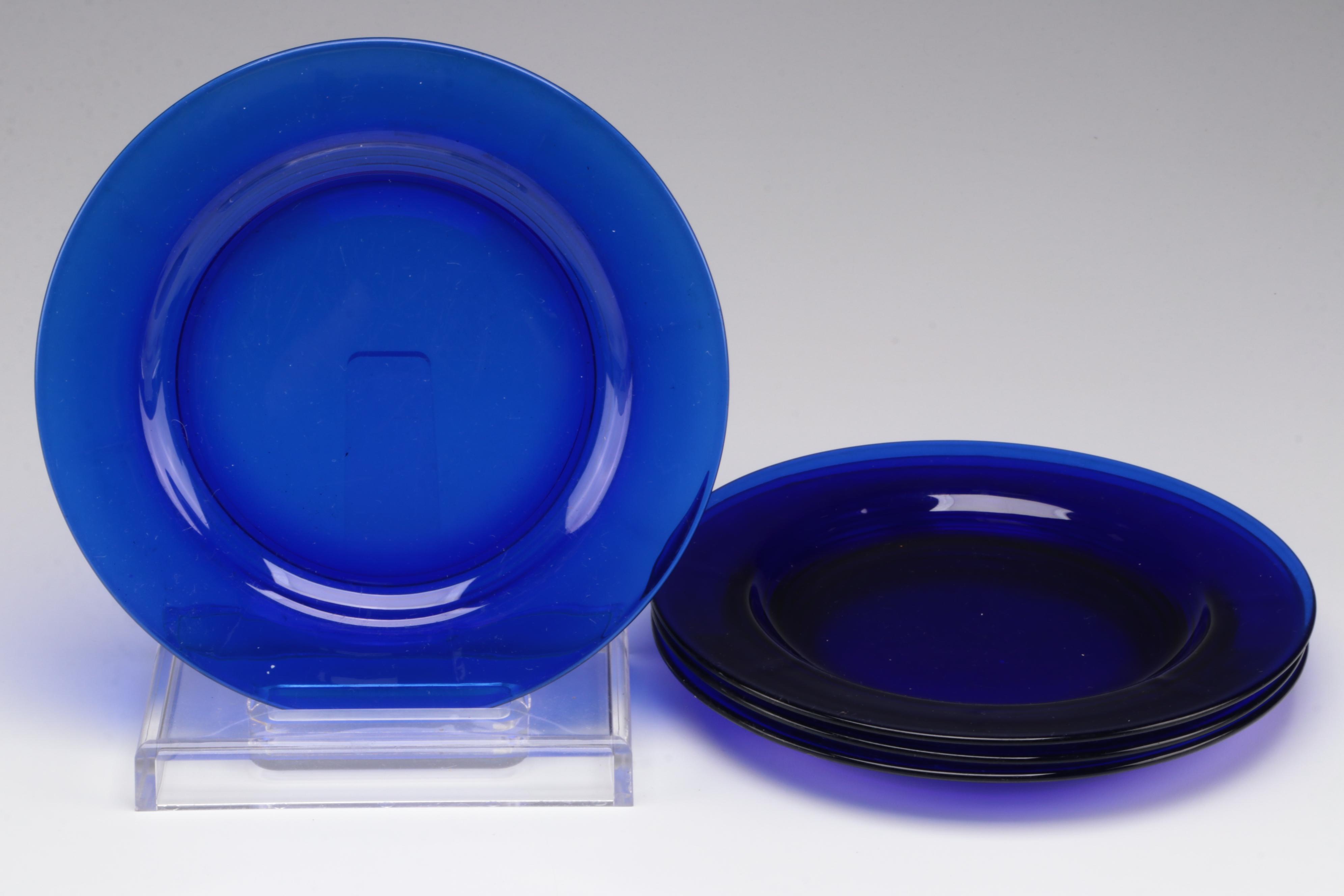Anchor Hocking Fire-King "Fruit" Tableware with Cobalt Glass Dinnerware