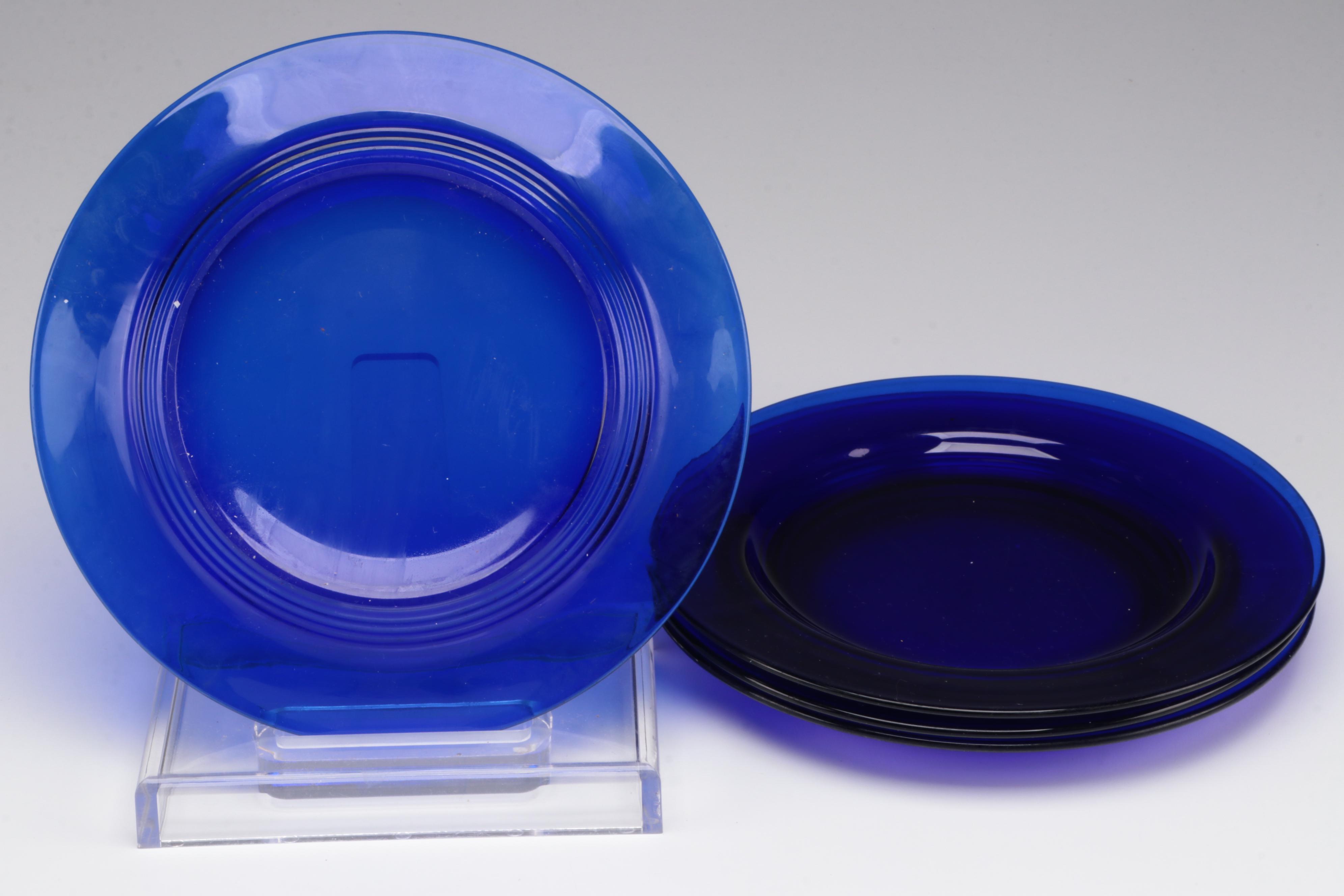 Anchor Hocking Fire-King "Fruit" Tableware with Cobalt Glass Dinnerware