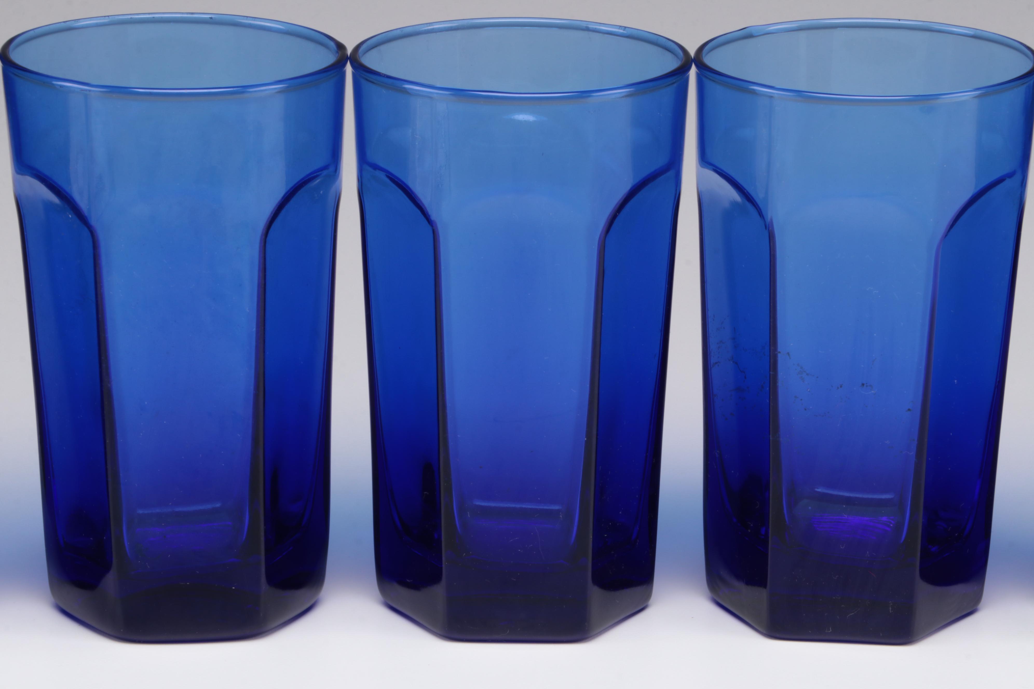 Anchor Hocking Fire-King "Fruit" Tableware with Cobalt Glass Dinnerware