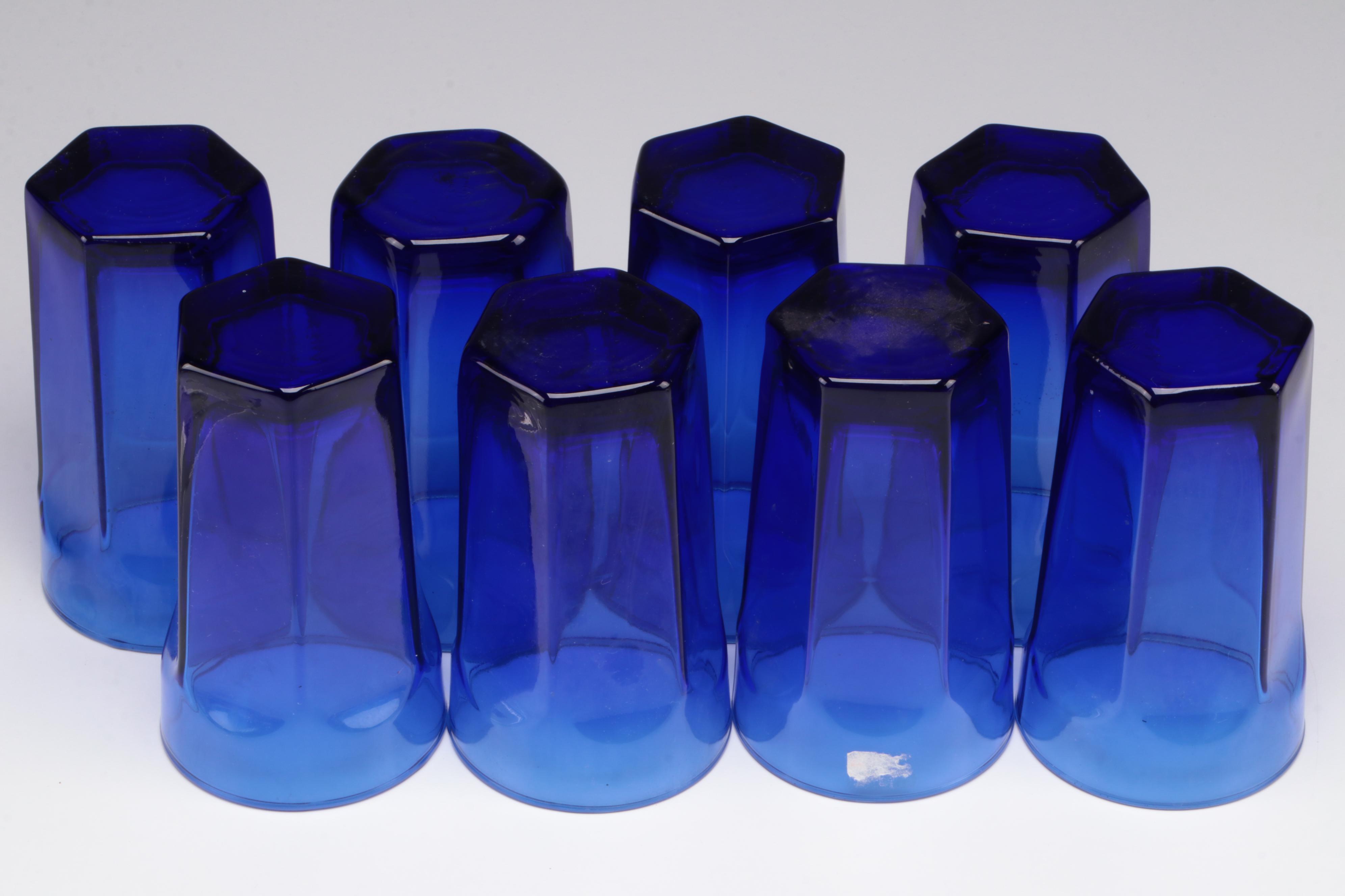 Anchor Hocking Fire-King "Fruit" Tableware with Cobalt Glass Dinnerware