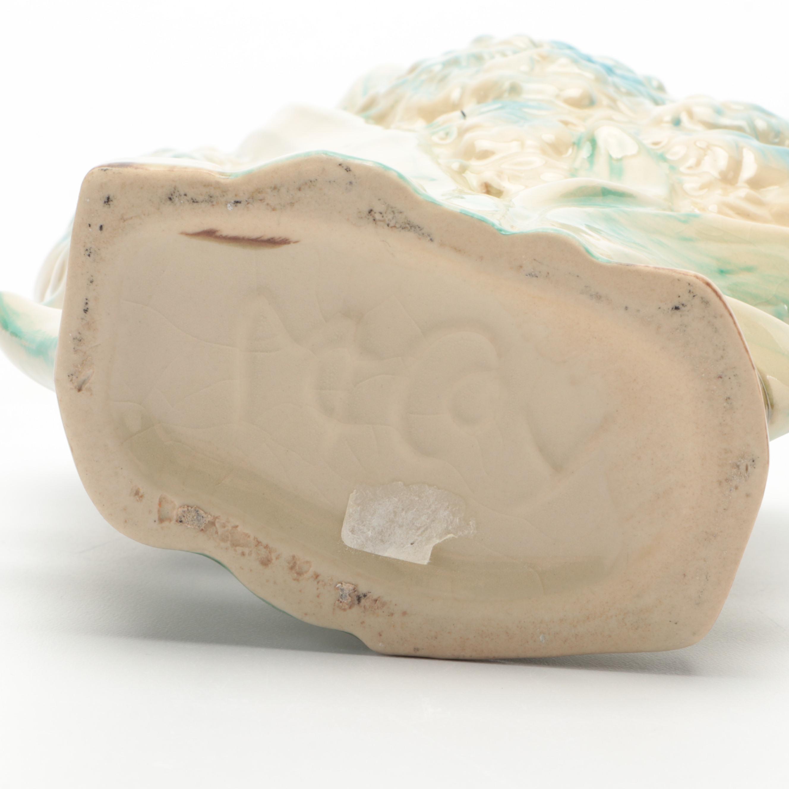 McCoy Pottery Hyacinth Vase and Green Glazed Leaf Planter, Mid-20th Century