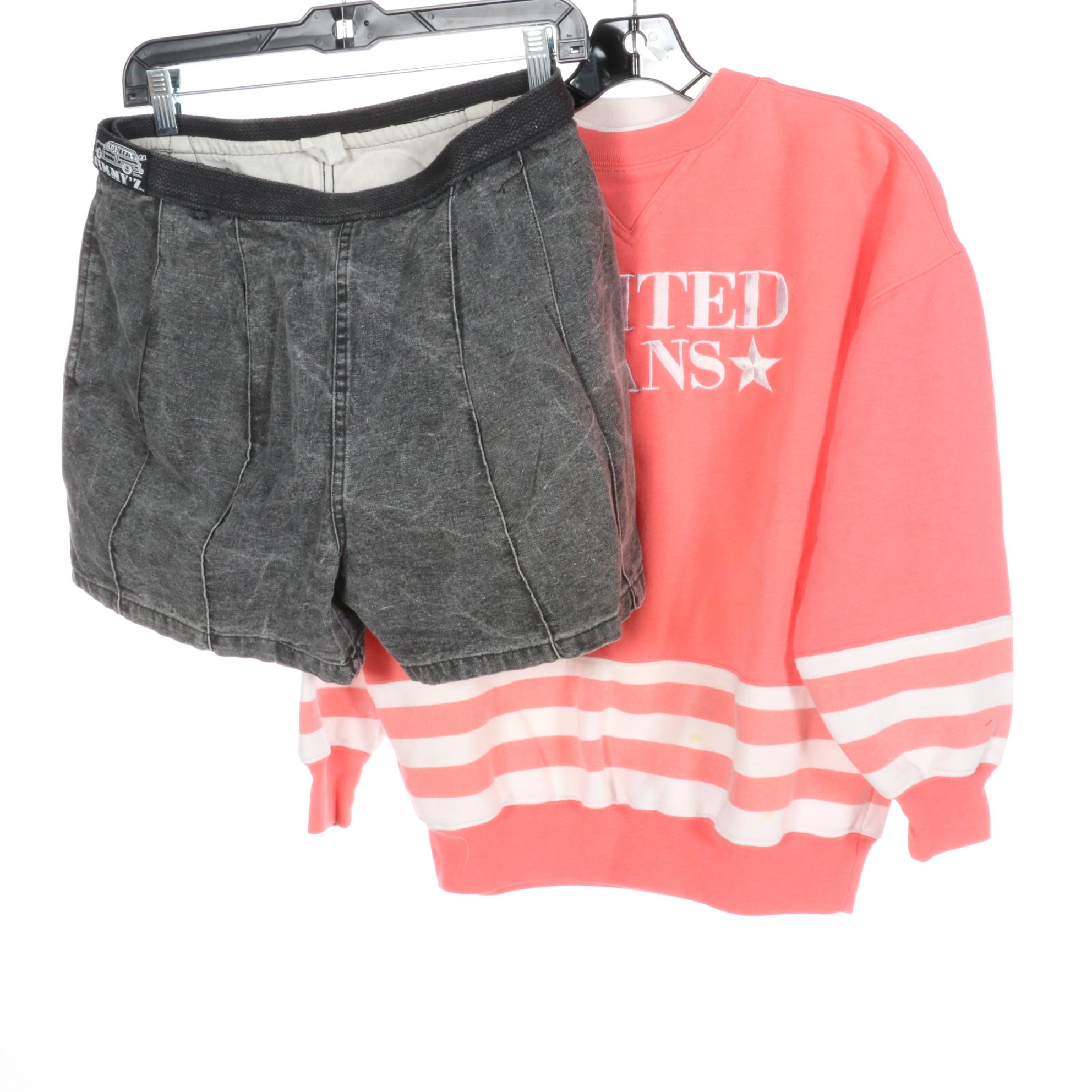 Jimmy'z Denim Shorts with Jerzees, Bizzit, and Limited Too Sweatshirts