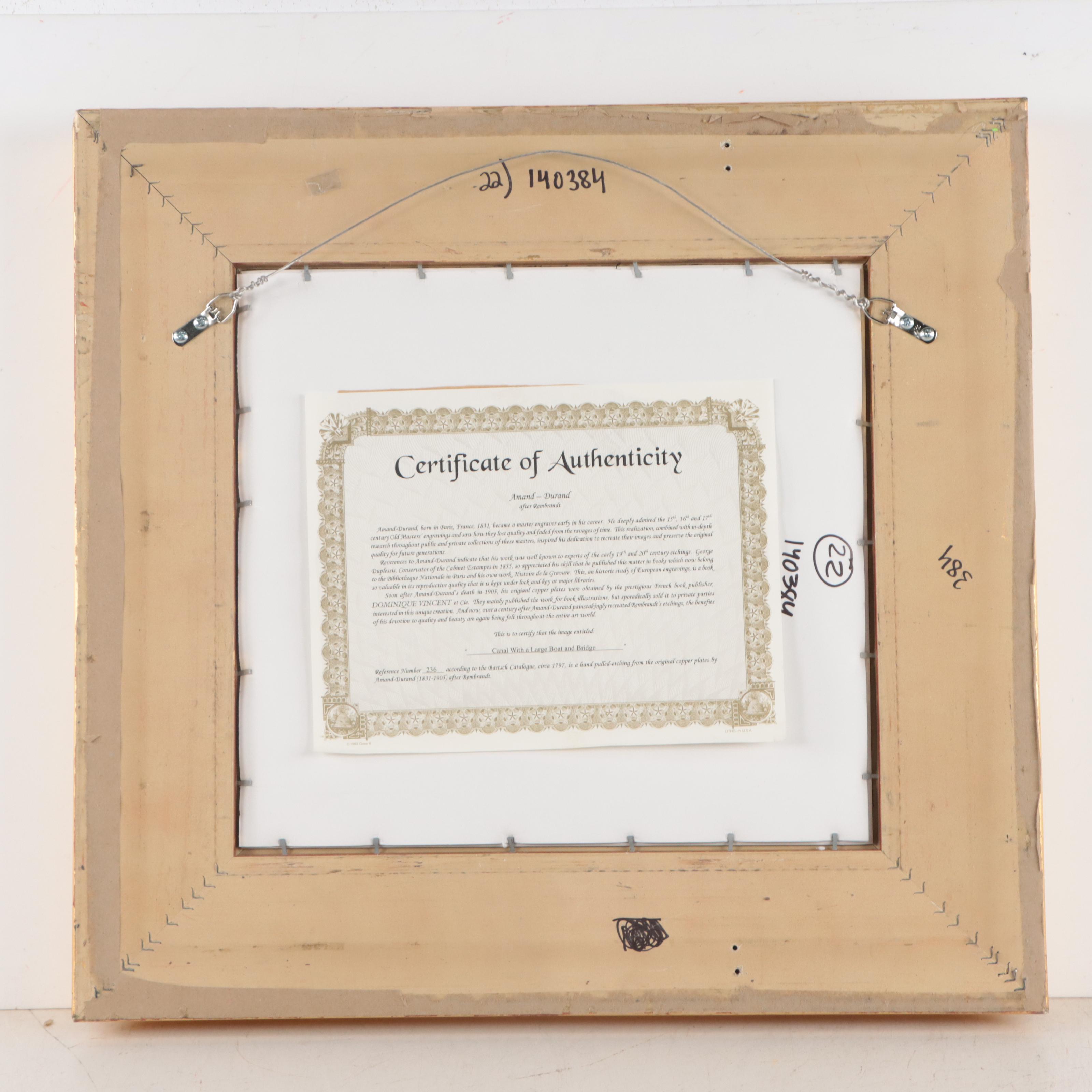 Amand-Durand Restrike Etching After Rembrandt van Rijn