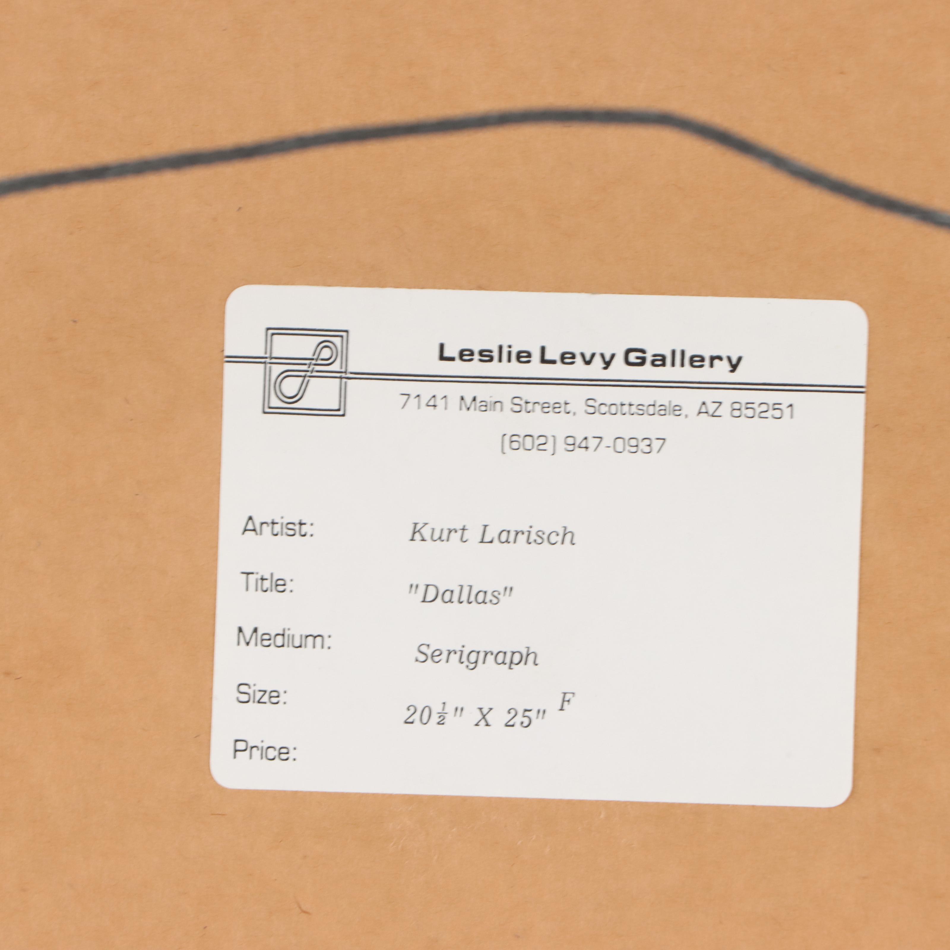 Kurt Larisch Serigraph "Dallas," Late 20th Century