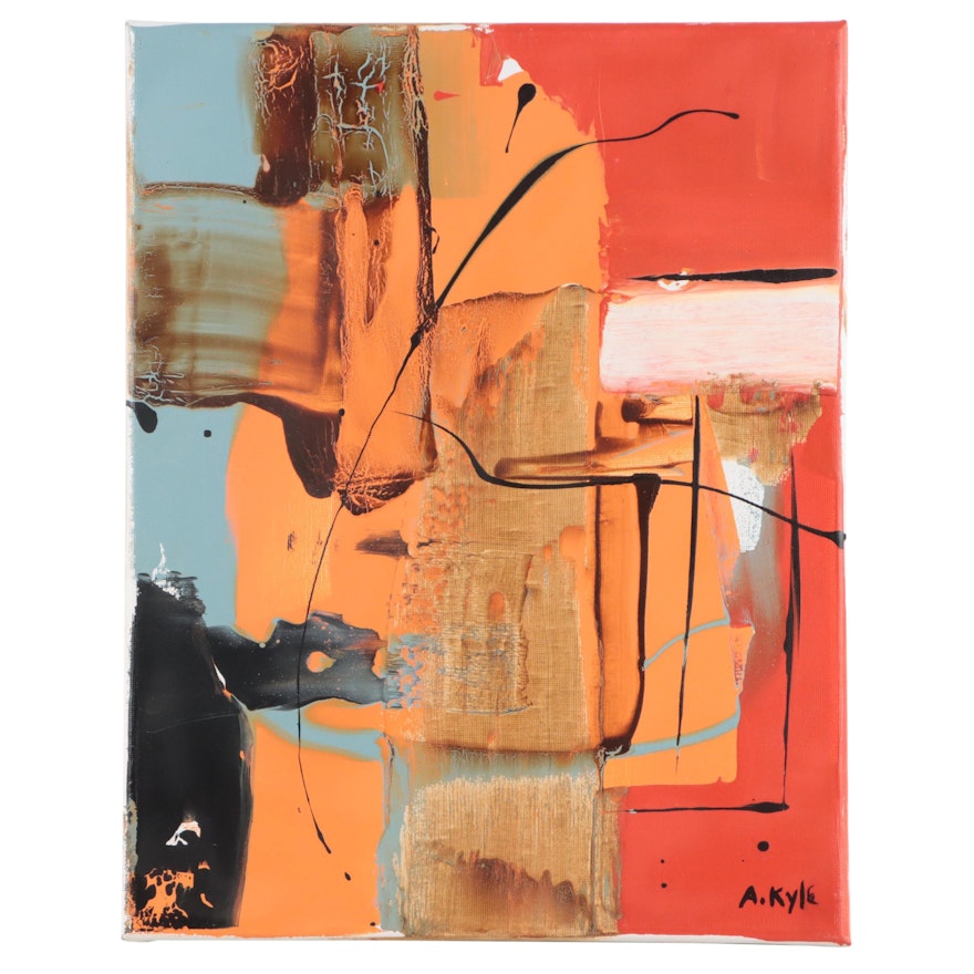 A. Kyle Non-Objective Abstract Mixed Media Painting, 2003