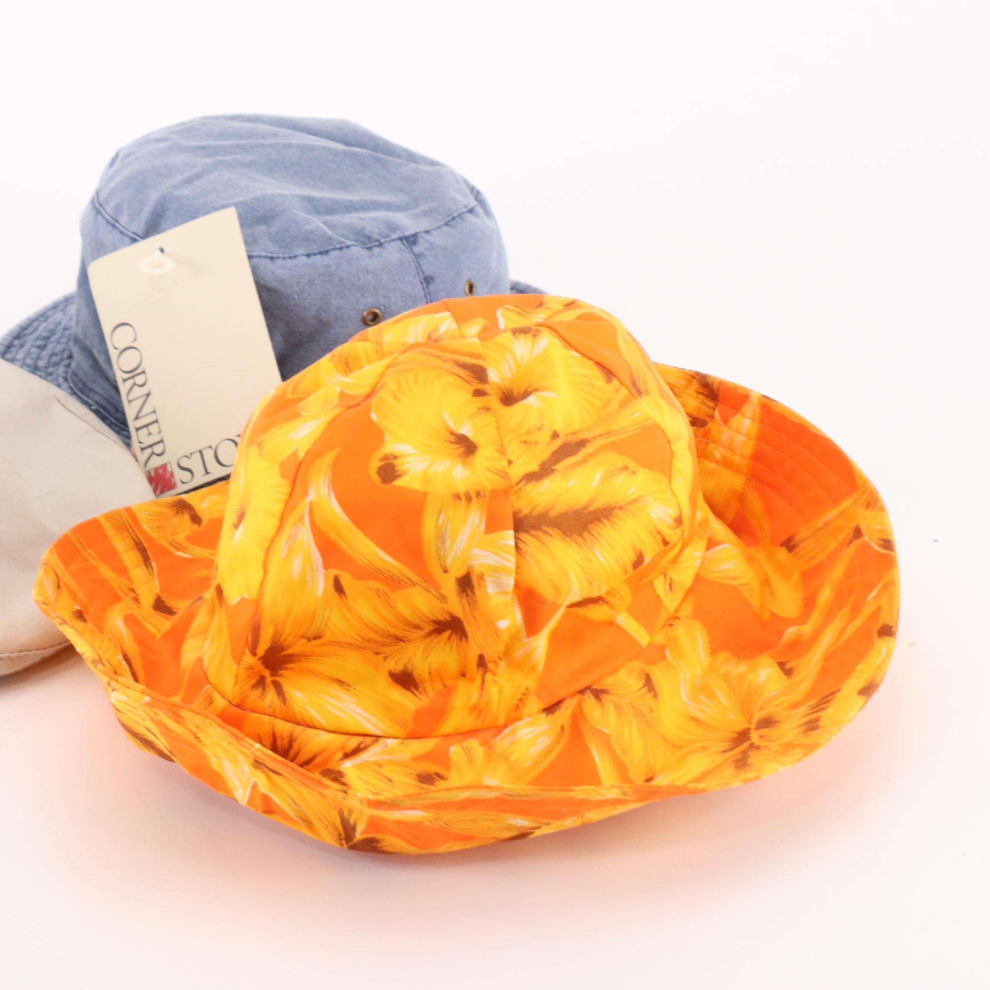 Corner Stone Reversible Denim Bucket Hat with Headwear Cap and Other Bucket Hat